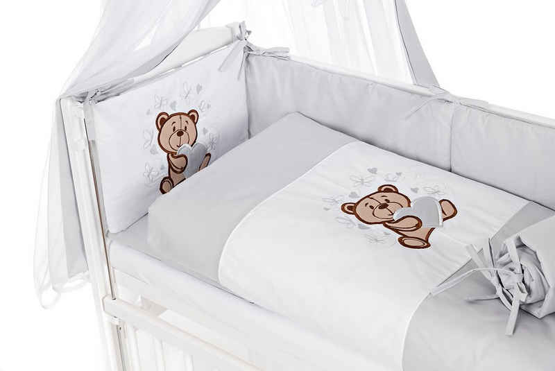 Babybettwäsche Baby Garnitur für Beistellbett Teddybär & Schmetterlinge OHNE BETT, Babyhafen, 100% Baumwolle