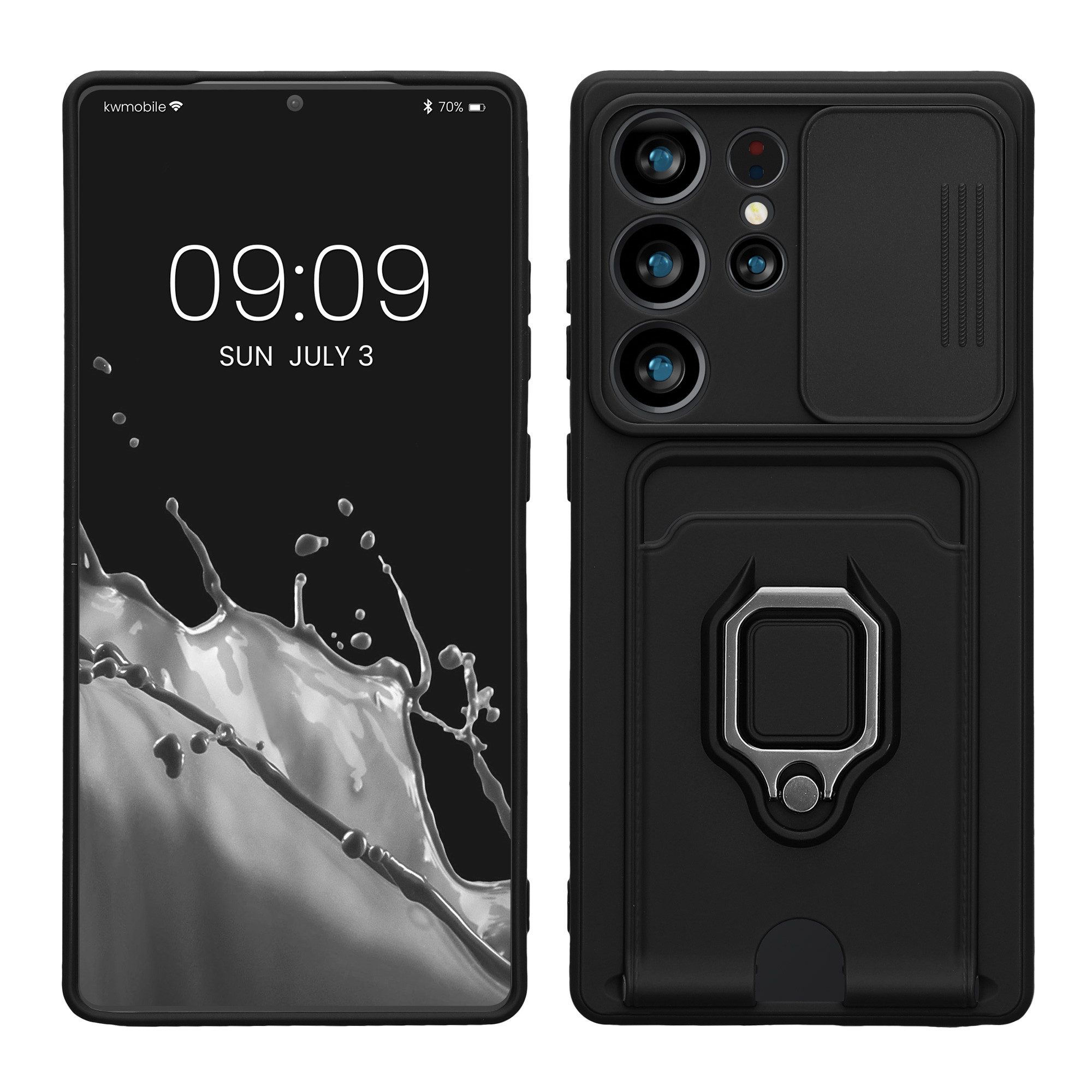 kwmobile Handyhülle Handyhülle für Samsung Galaxy S25 Ultra, Softcase mit Kameraschutz - Kartenfach - Schwarz