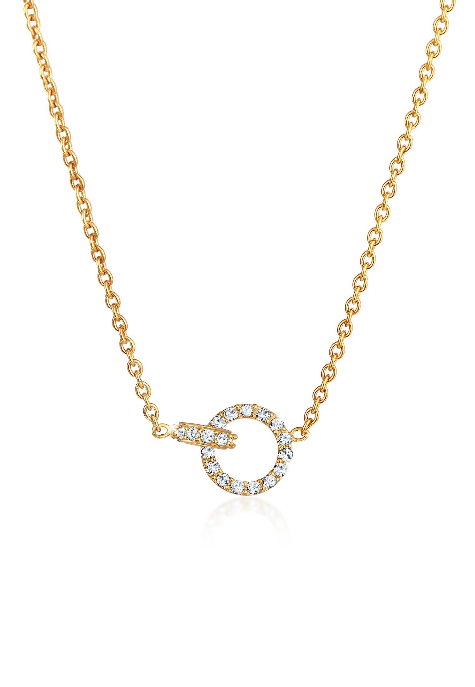 Kette mit Anhänger Ring klein 925 Silber, mit Kristallen von Swarovski®