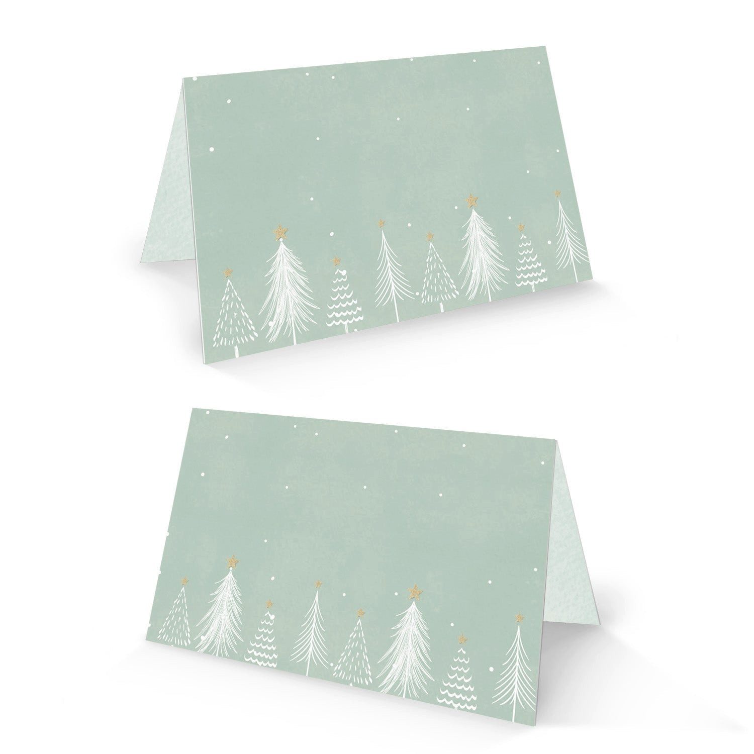 Logbuch-Verlag Klappkarte 25 Tischkarten Weihnachten hellblau mintgrün hygge Platzkarten 8,5 x