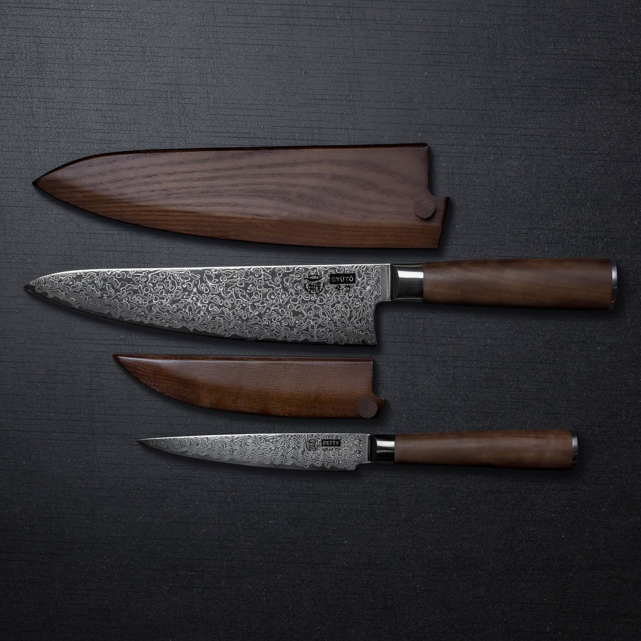 HITOFURI® Damastmesser HITOFURI® KYOTO SET Damaskusmesser Universalmesser Premium Messer, inkl. einer edlen Holzbox, Messerscheide, Pflegetuch sowie Pflegeöl