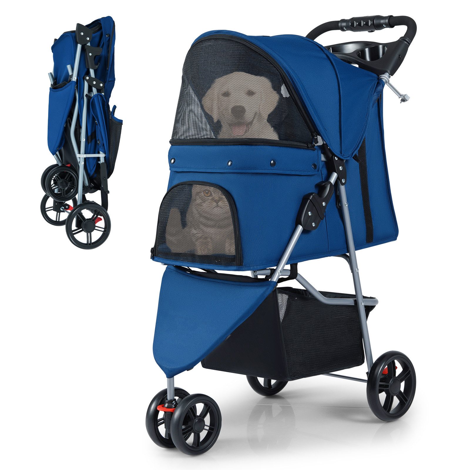 COSTWAY Hundebuggy, (1-tlg), Hundewagen, Haustierwagen, klappbar, bis 15 kg