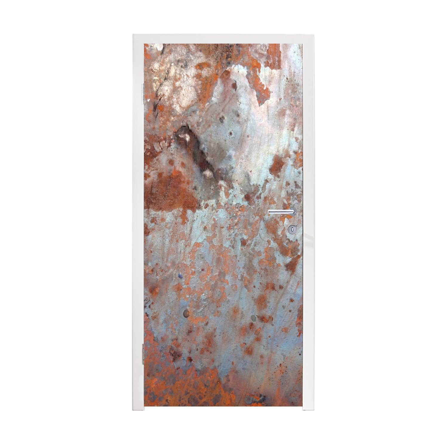 Türaufkleber, Matt, Türtapete 75x205 Rost cm Metalle Fototapete bedruckt, St), Tür, (1 MuchoWow - Silber, für -