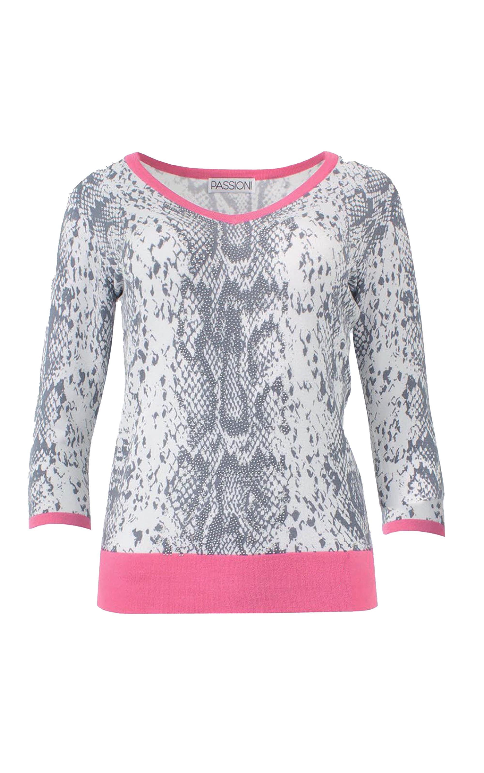 Passioni 3/4 Arm-Pullover mit Schlangenmuster