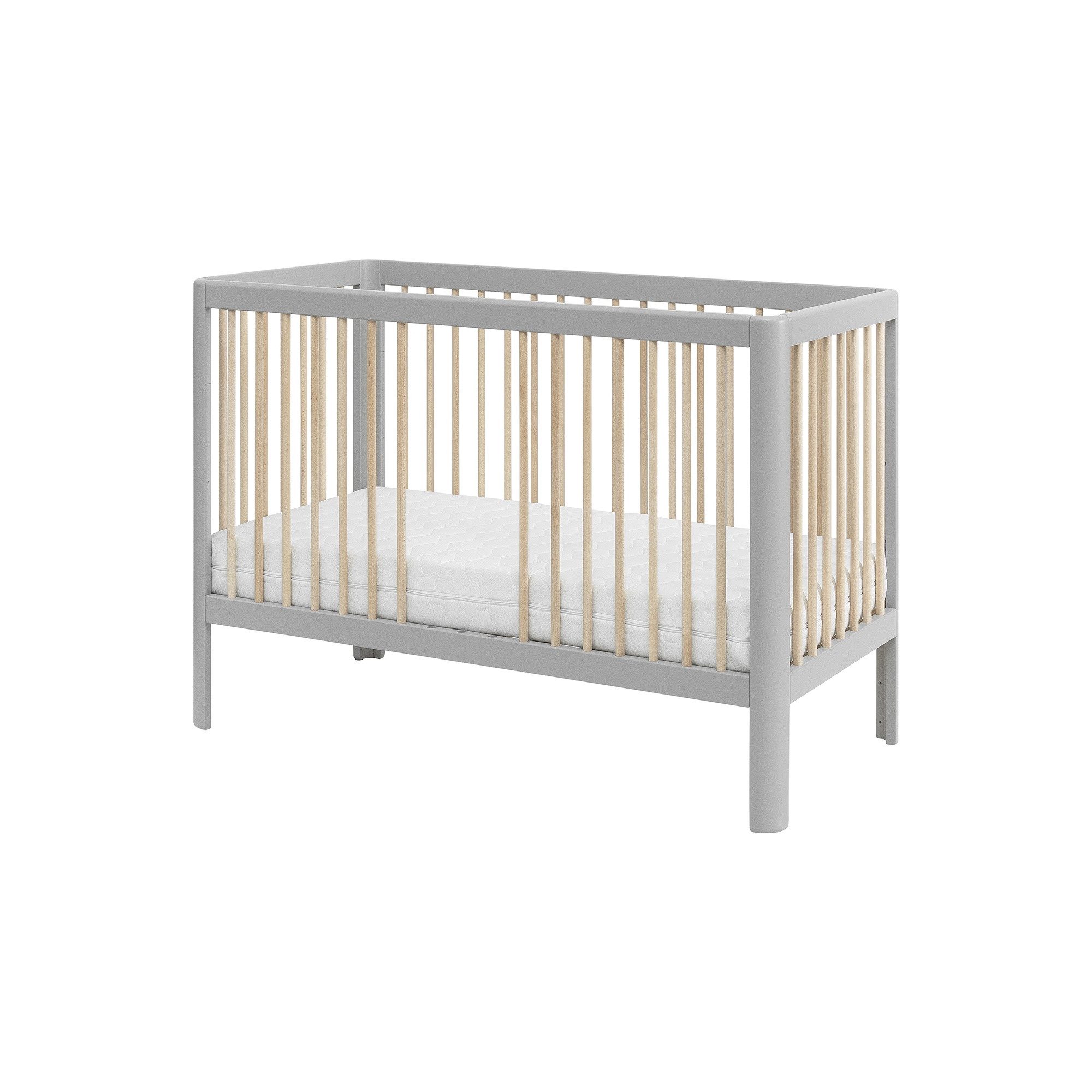 Raumhirsch Furniture Babybett Design-Babybett PURE 120x60 cm mit Schlupfsprossen, Liegefläche 120 x 60 cm, Massivholz, abgerundetes Design