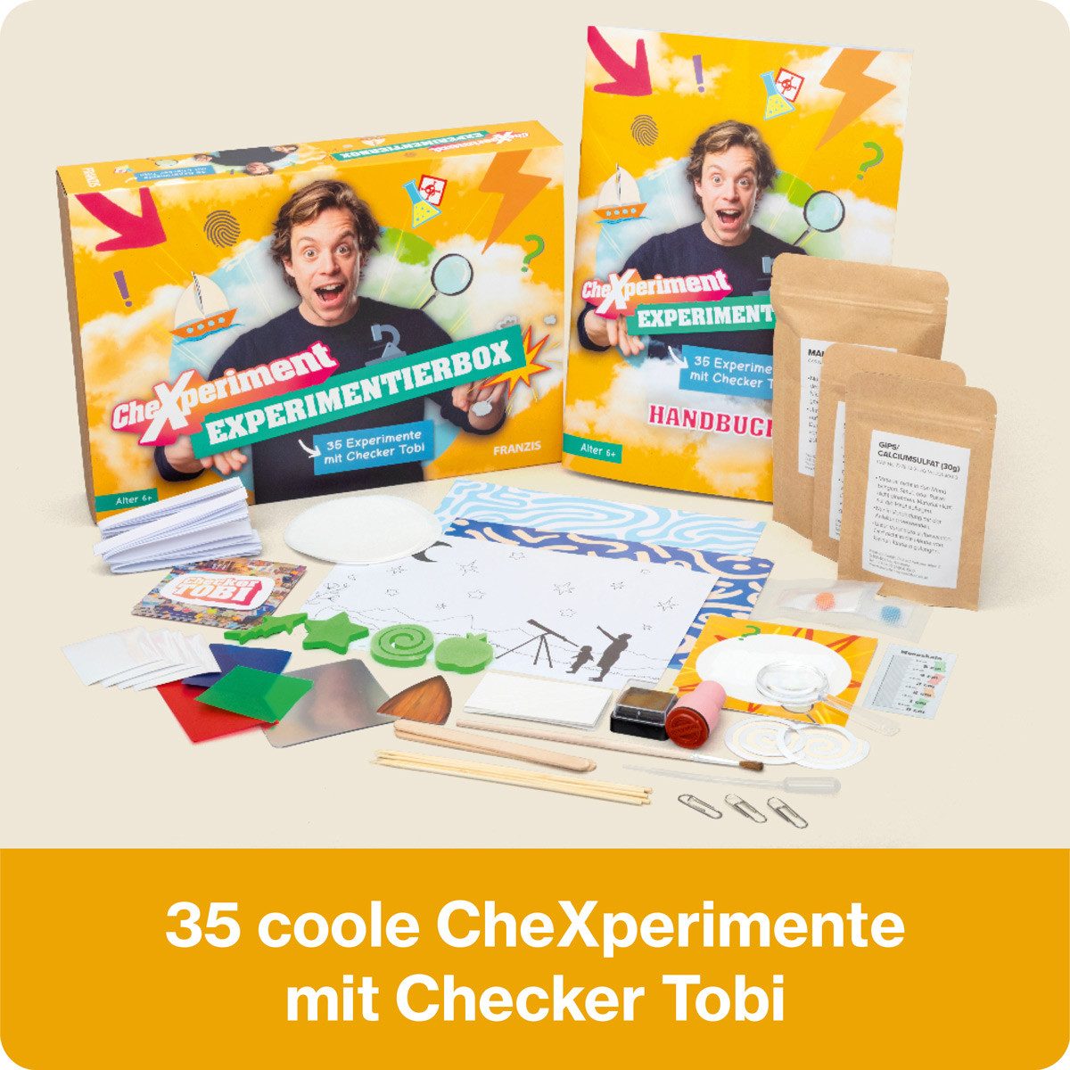 Franzis Experimentierkasten CheXperiment Experimentierbox mit Checker Tobi, (35-tlg)