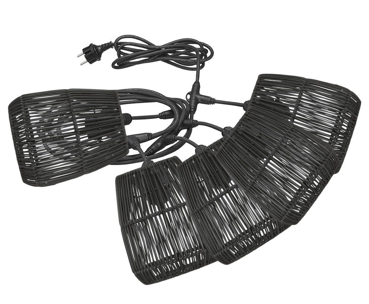PR Home Lichterkette Saigon Rattan Sommer 5 flammig ohne Lichtquelle, 5-flammig, 6,50m mit E27 Fassung