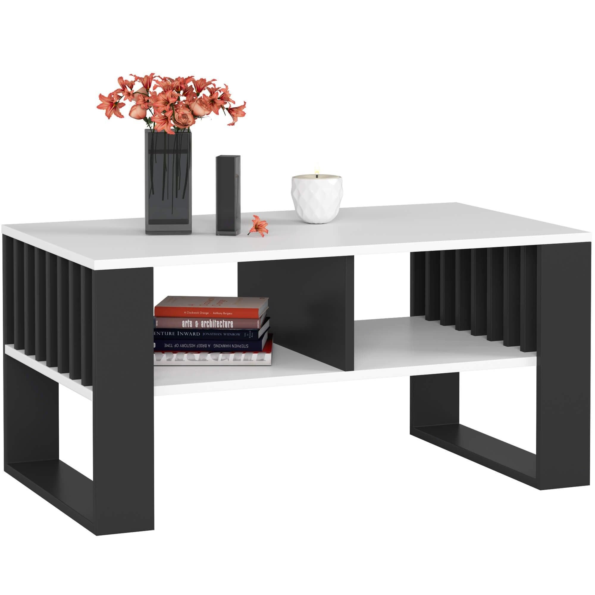 Milord FURNITURE Couchtisch Holz mit einem Regal, 92x45x53cm Wohnzimmertisch (Sofatisch, einfacher Aufbau)