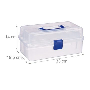 relaxdays Aufbewahrungsbox 10 x Transparente Plastikbox blau