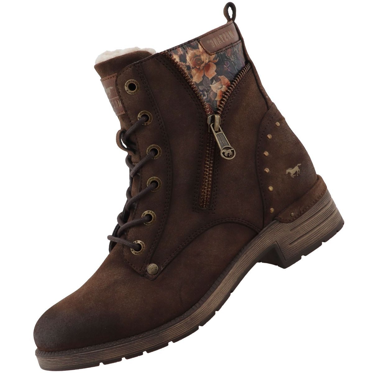 Mustang Shoes 15M0072015-bronze-multi Stiefelette Kurz-Stiefel mit floralem Zierdetail