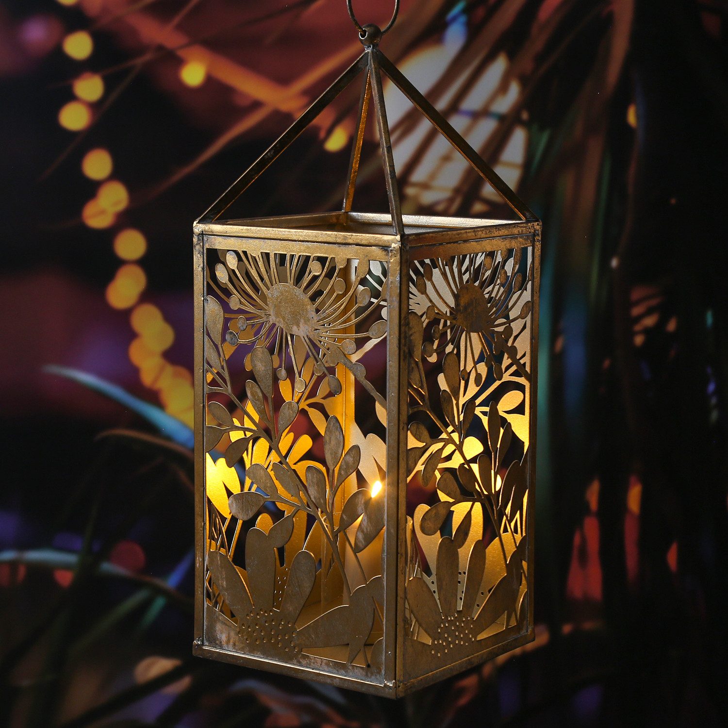 MARELIDA Laterne Laterne Pusteblume Windlicht Kerzenhalter Metall Blumenmotiv H: 55cm (1-St)