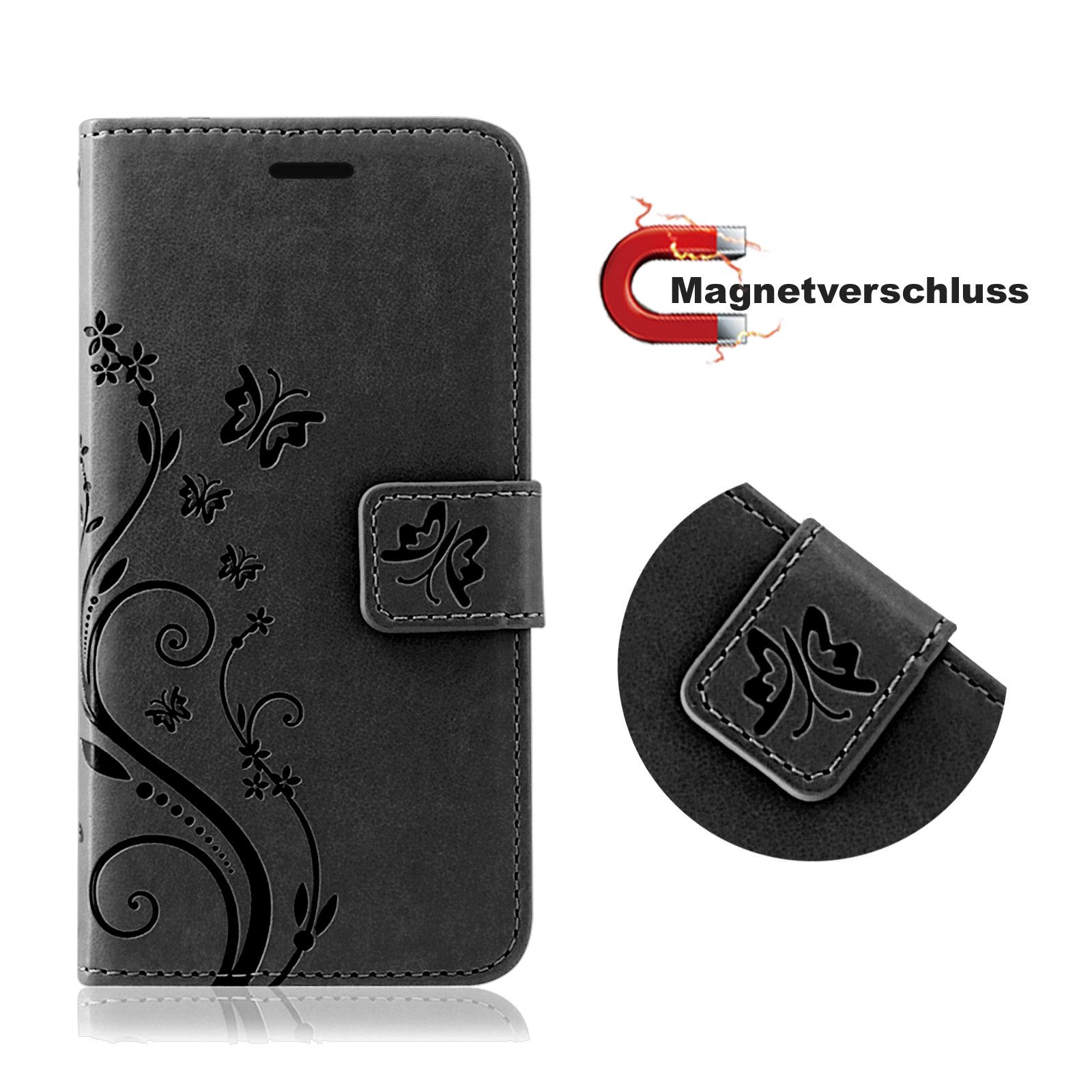 betterfon Handyhülle für Xiaomi Hülle mit [Standfunktion][Kartenfächern], Bookstyle-Hülle: Magnetverschluss 3 Kartenfächer & Standfunktion