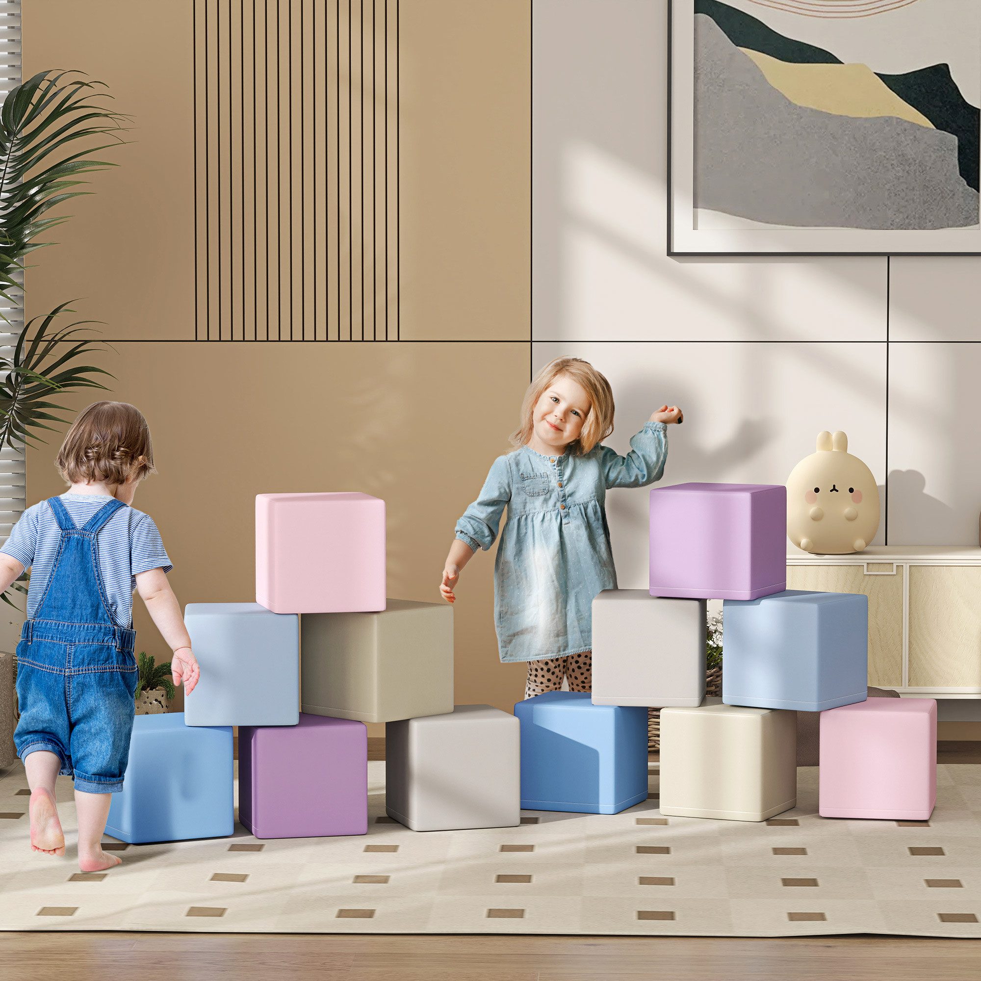 HOMCOM Bauklötze Kunstleder EPE Spielbausteine, (Bauspielzeug, günstig online kaufen