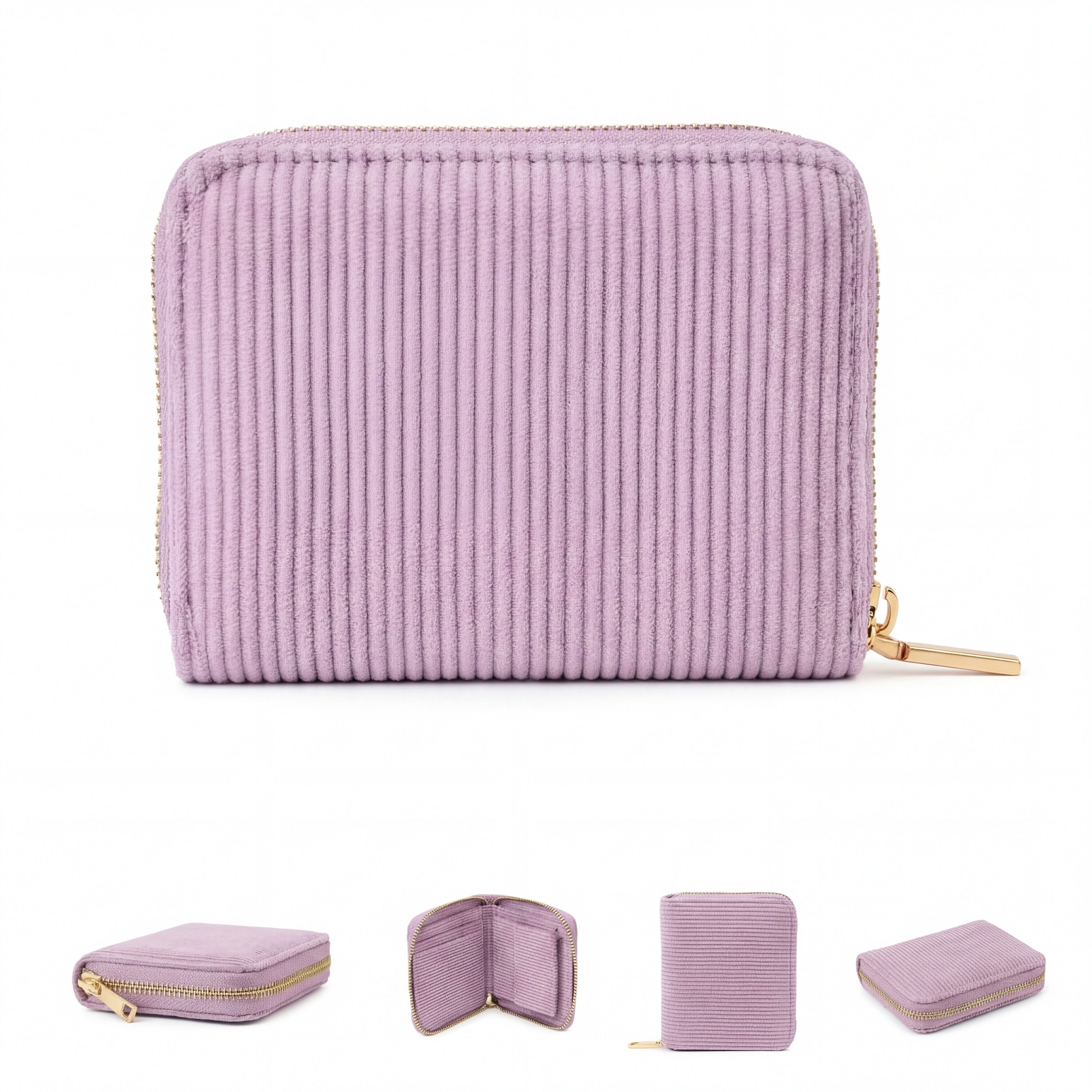 MillyMilk Geldbörse Kord Geldbeutel FONDO Damen – Mini Portemonnaie Stoff Pastell klein, Formstabil & kompakt – kein labberiges Säckchen!