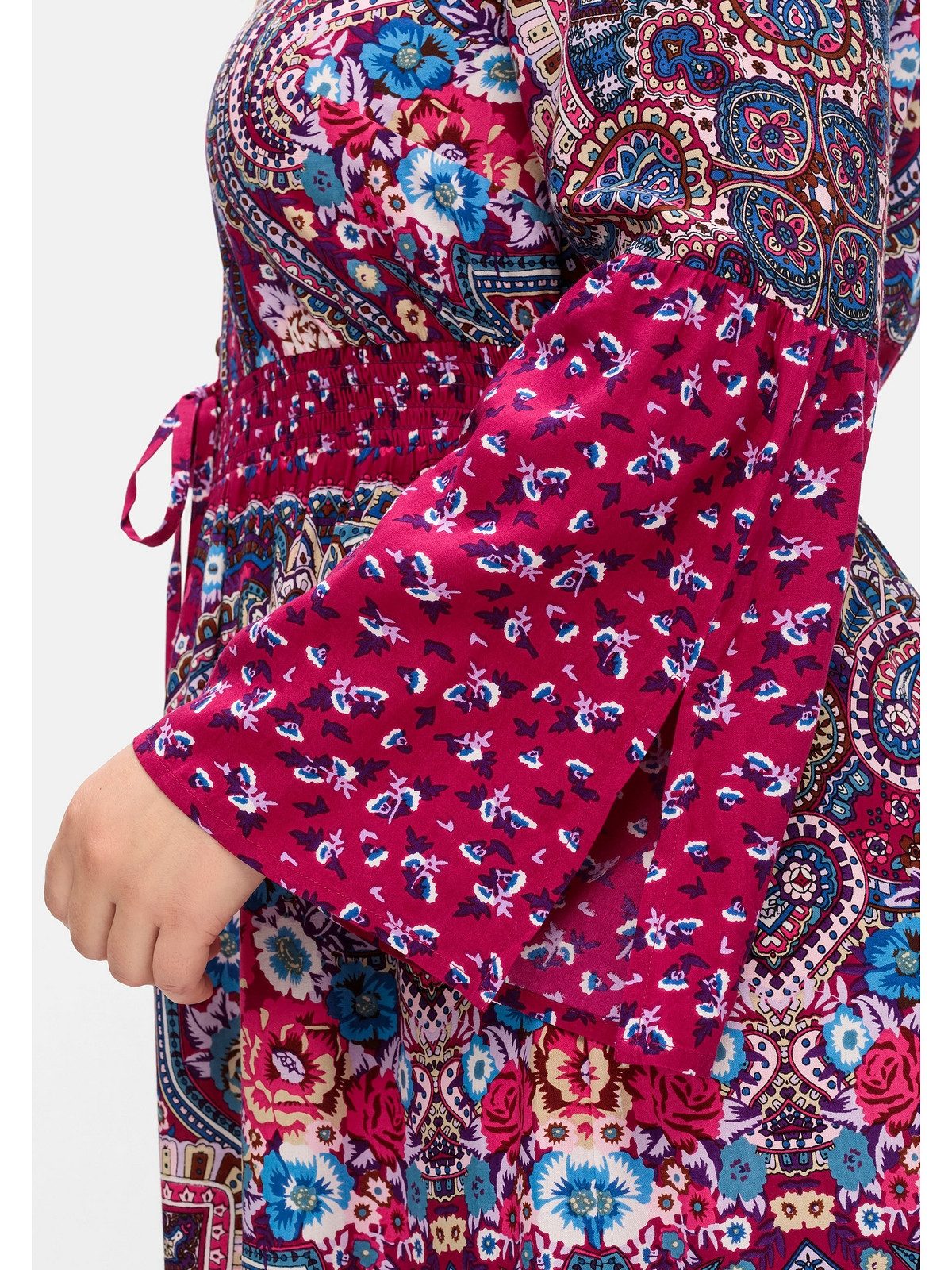 sheego by Joe Browns Maxikleid Große Größen im Boho-Stil, mit Trompetenärmeln