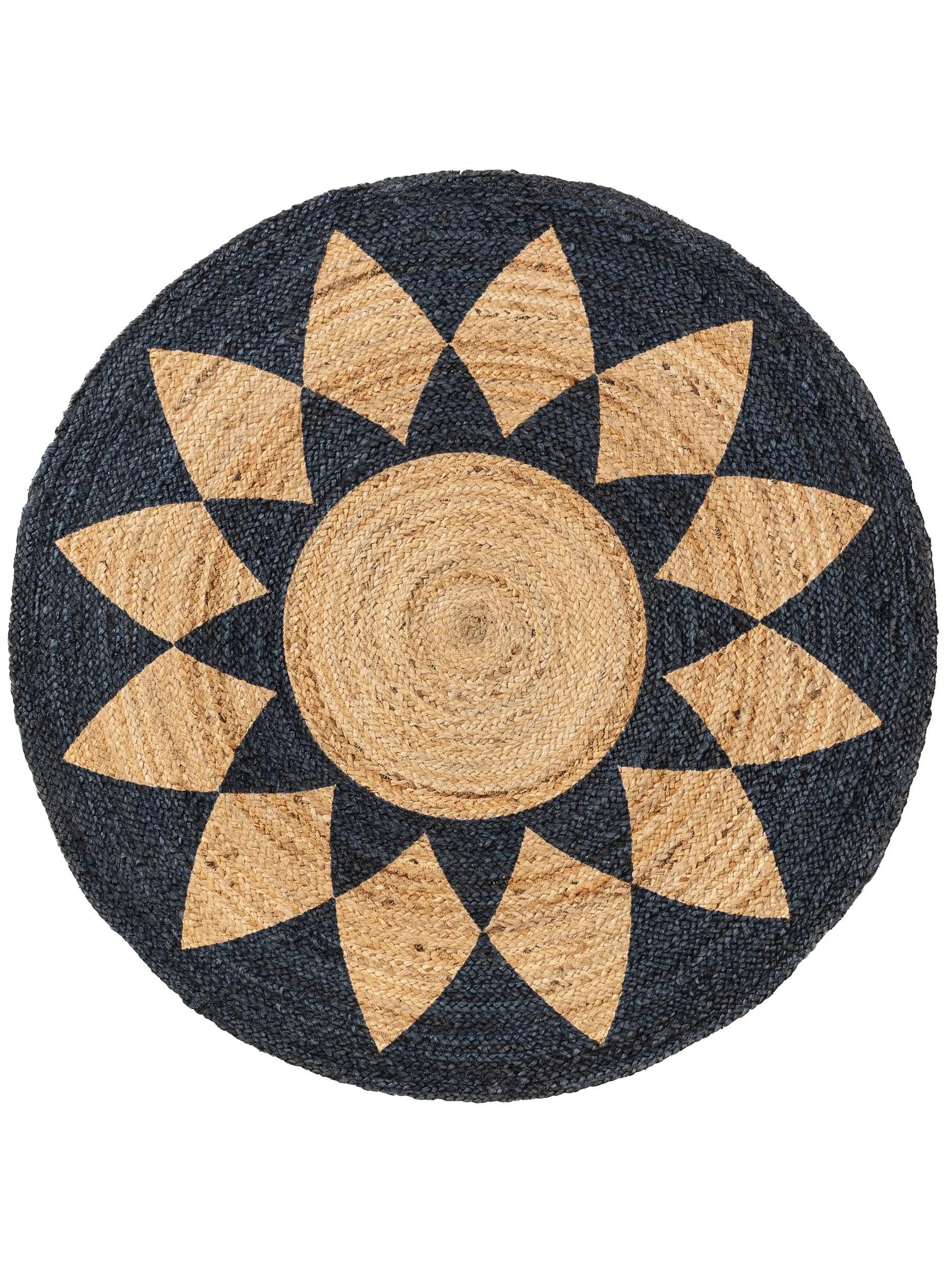 benuta Teppich Sahara, rund, Höhe: 5 mm, Hangefertigter Juteteppich, Wohnzimmer, Esszimmer, Schlafzimmer, Flur