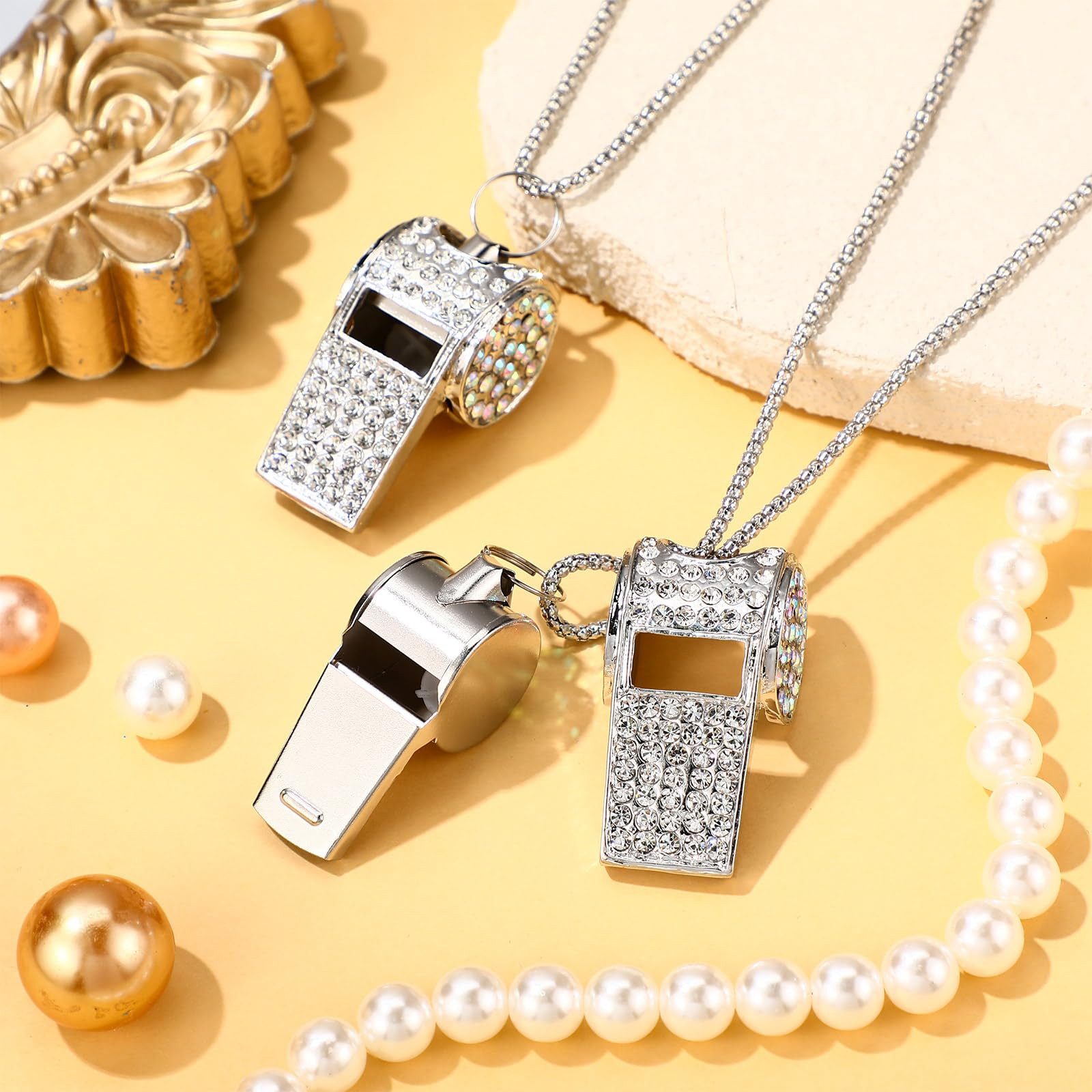 CLTYQ Schmuckset 2 Stück Bling Whistle Kristall Strass Pfeife Halskette Met günstig online kaufen