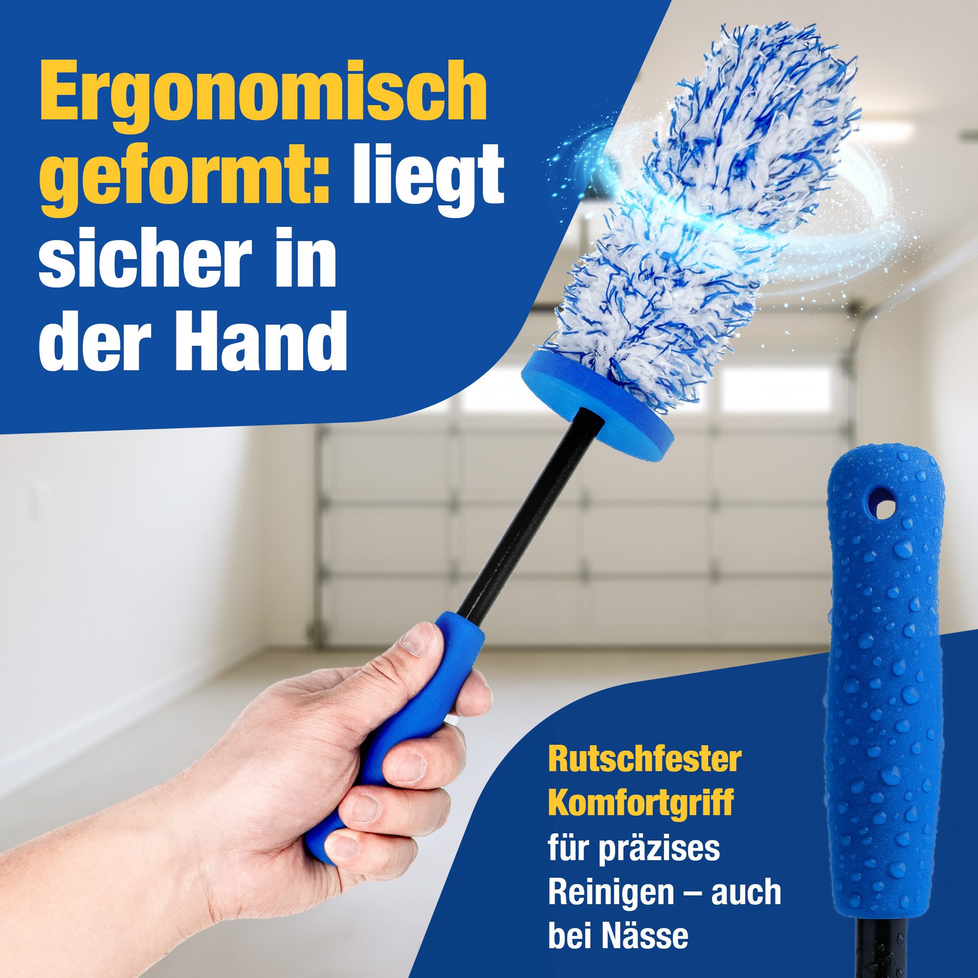 NTG Nutzfahrzeug Technik GmbH Felgenbürste Felgenbürste Mikrofaser Auto- Radbürste, (1-tlg), Ideal für Alu,-Stahlfelgen