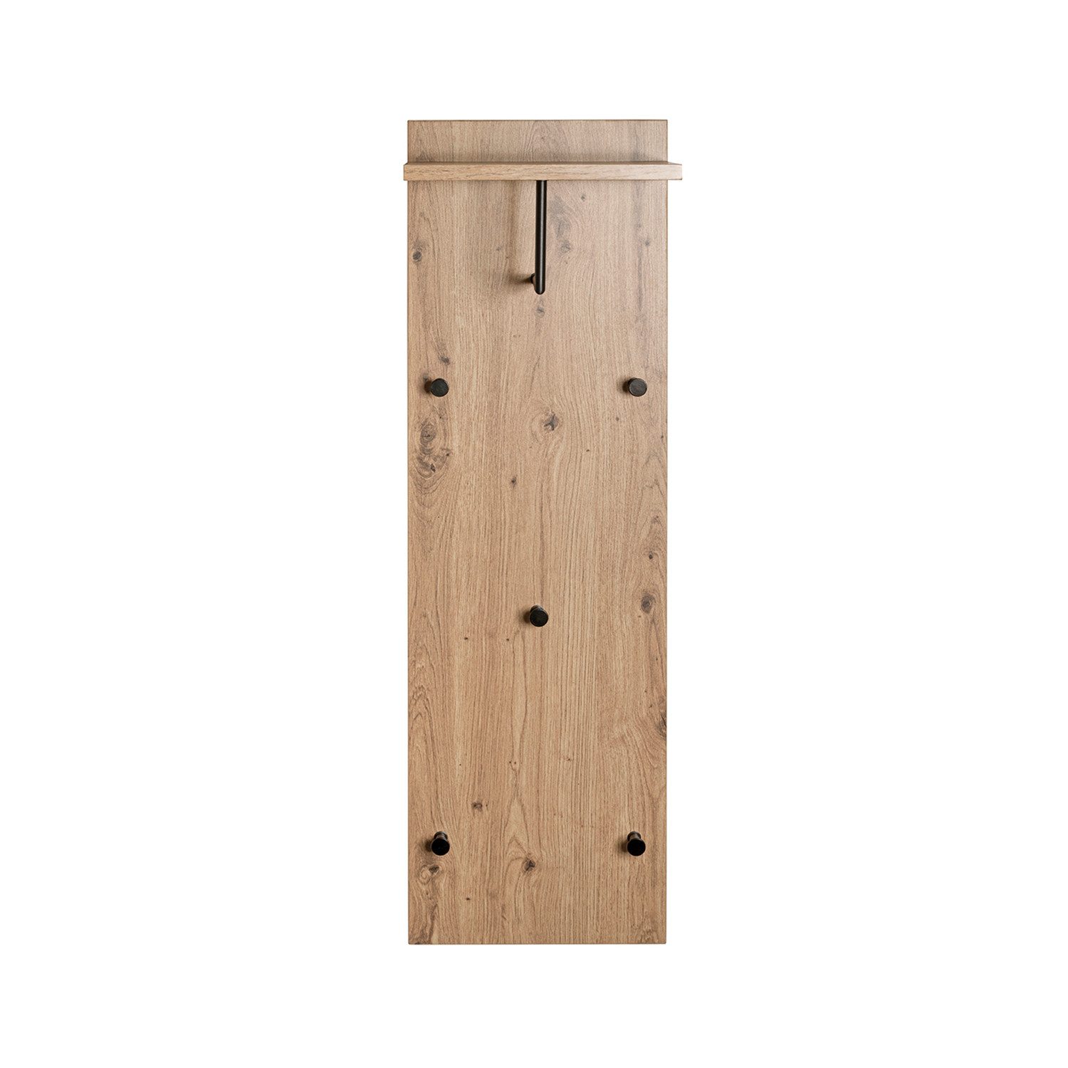 HAKU Garderobenständer PARMA 9 Garderobe - eiche-schwarz - MDF, Metall - H. 100cm x B. 30cm, (1xWandgarderobe, Wandhalterung - Wandhalter), Wandhakenleiste - Ha – Bild 4 von 5