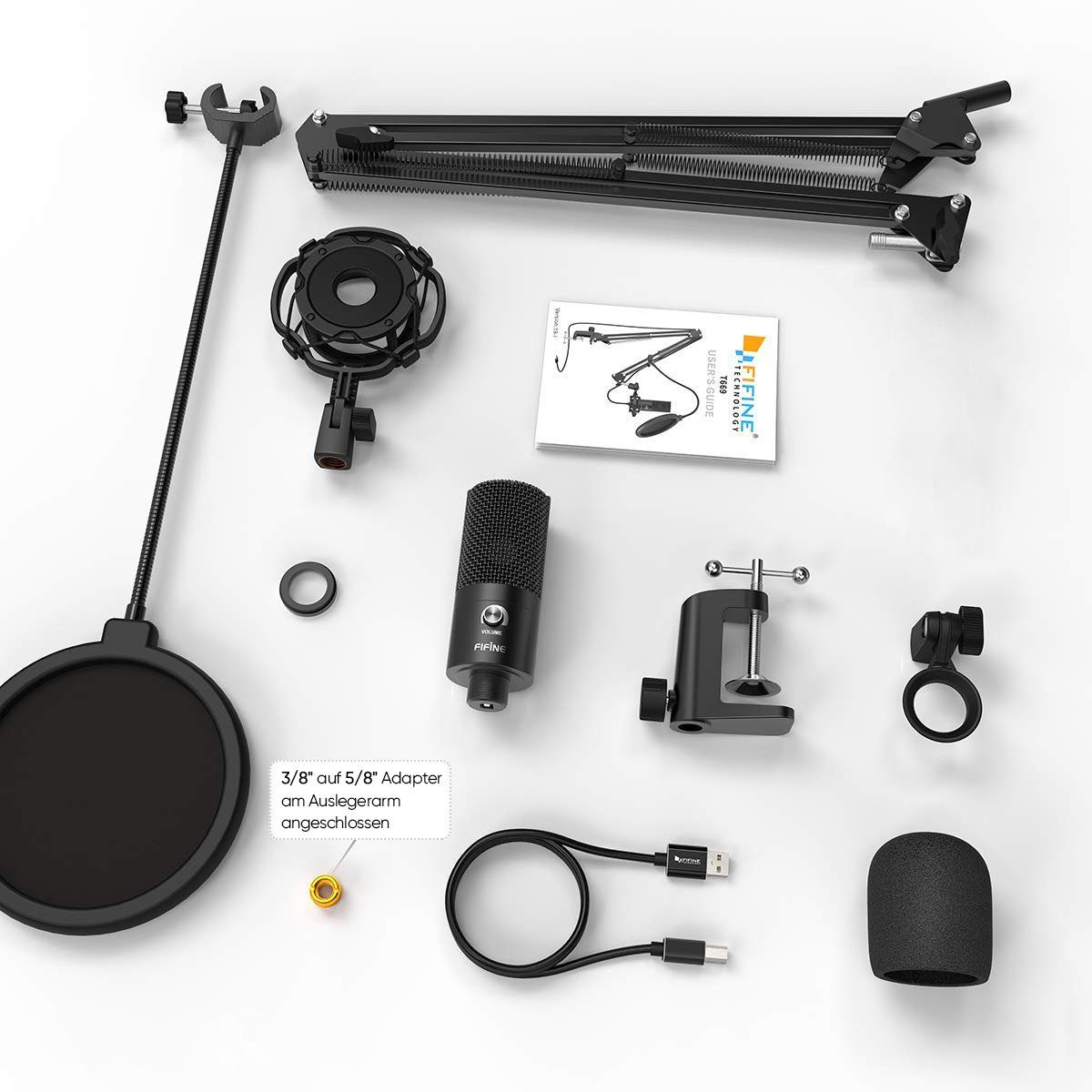 FIFINE Mikrofon USB Kondensator Mikrofon PC Streaming Studio Mikrofon