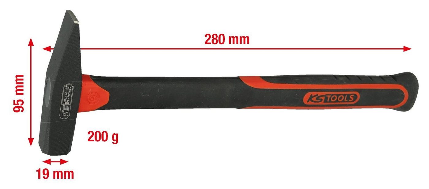 Thumbnail - KS Tools Hammer Schlosserhammer mit Fiberglasstiel, 200g