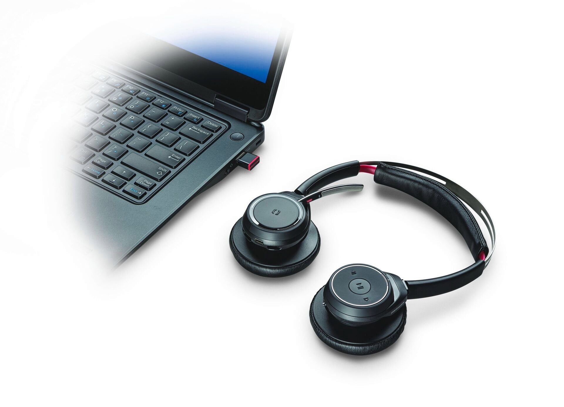 Plantronics (ANC), Cancelling Headset UC-Variante mit A2DP Bluetooth) Focus Bluetooth Stummschaltung, Voyager Noise Wireless-Headset (Active Ladestation