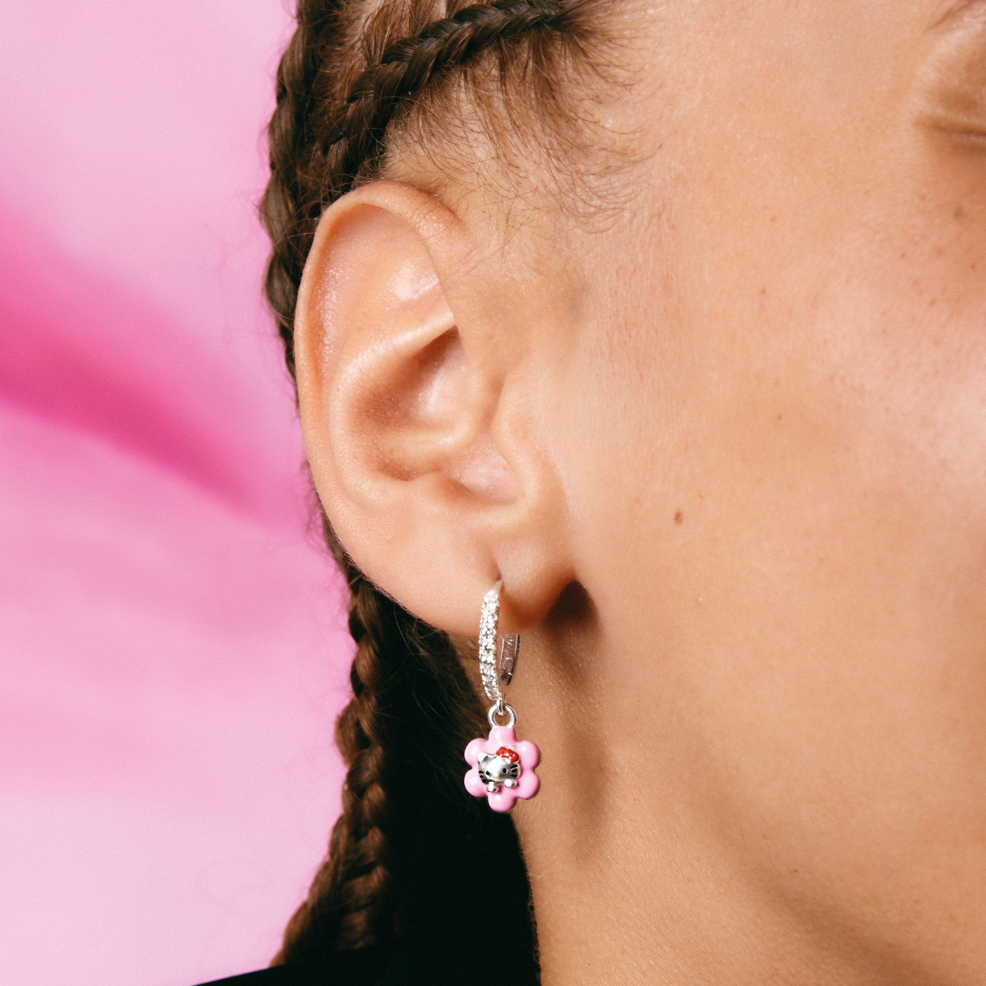 THOMAS SABO Single-Creole THOMAS SABO ♡ Hello Kitty Single Creole Blume, mit Zirkonia (synth) - Emaille