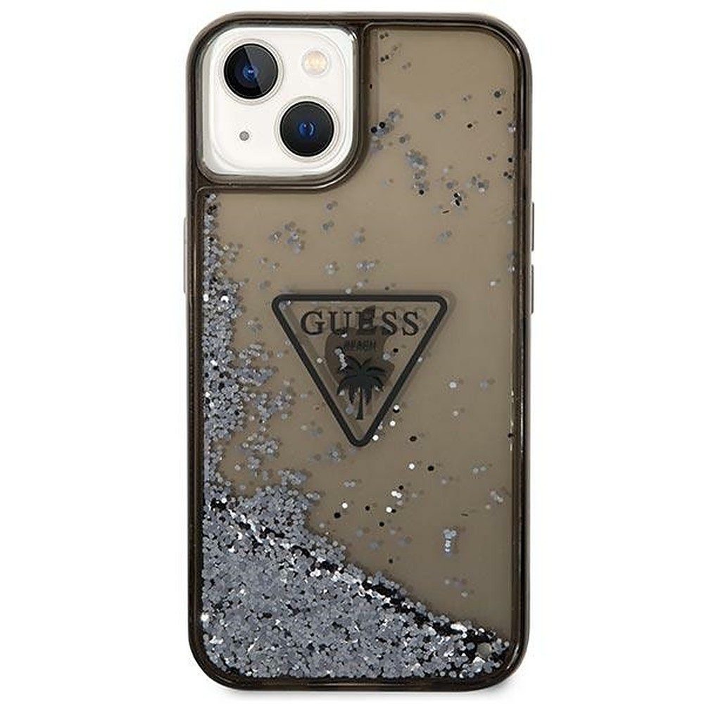 Guess Smartphone-Hülle Handyhülle Schutzhülle Glitzerhülle 6,7 Zoll, Flüssiger Glitzer, Guess Logo, transparent