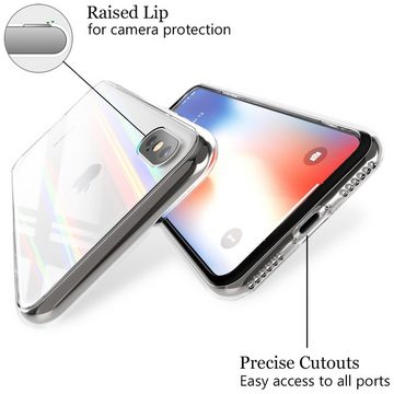 Nalia Smartphone-Hülle Apple iPhone XS Max, Klare Hartglas Hülle / Aurora Regenbogen Effekt / Silikon Rahmen / Transparent Vergilbunsfrei Kratzfest / Durchsichtiges Hardcase / Holografisch Bunt Glänzend / Rainbow Case / Phone Cover Schutzhülle Handy-Tasche Etui Backcover