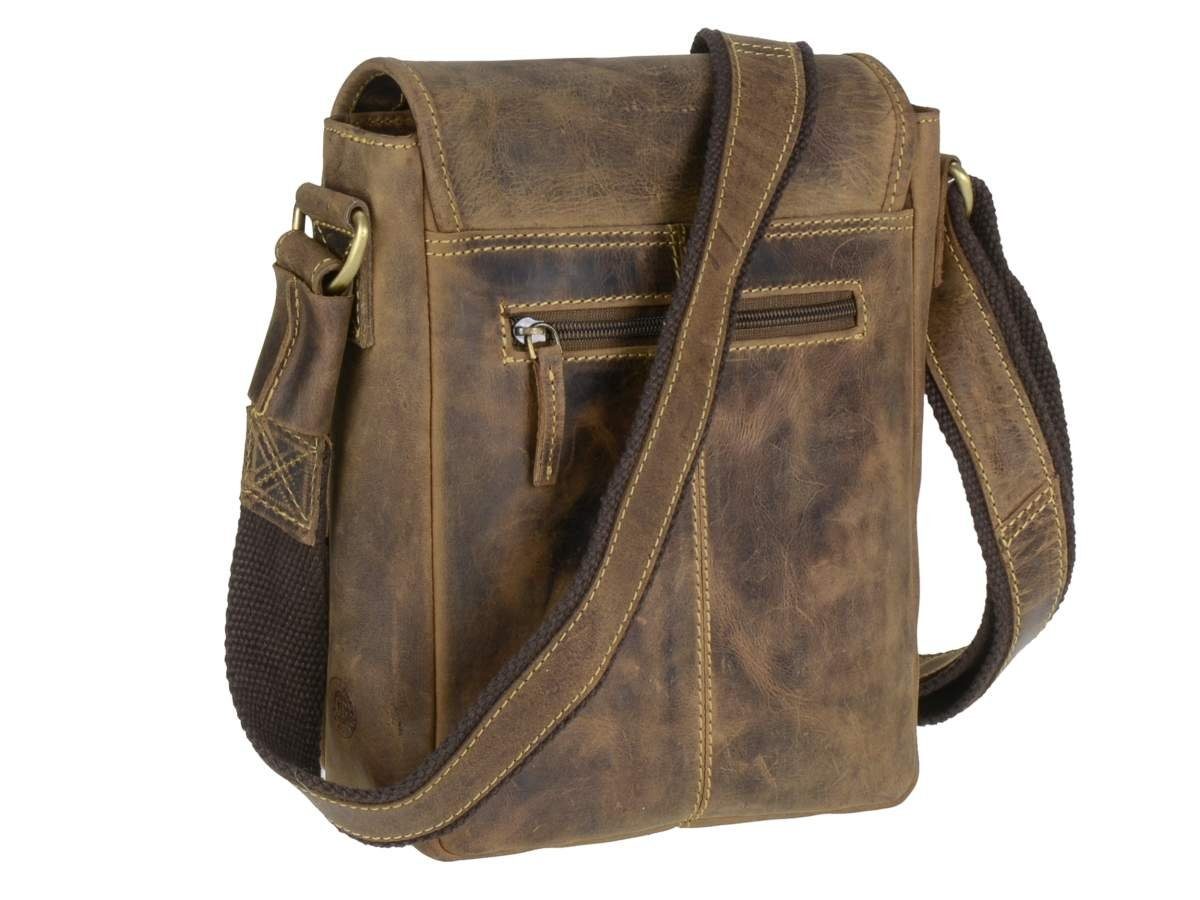 Greenburry Umhängetasche Vintage, used Look, Schultertasche 24x27cm, Messengerbag, antikbraun
