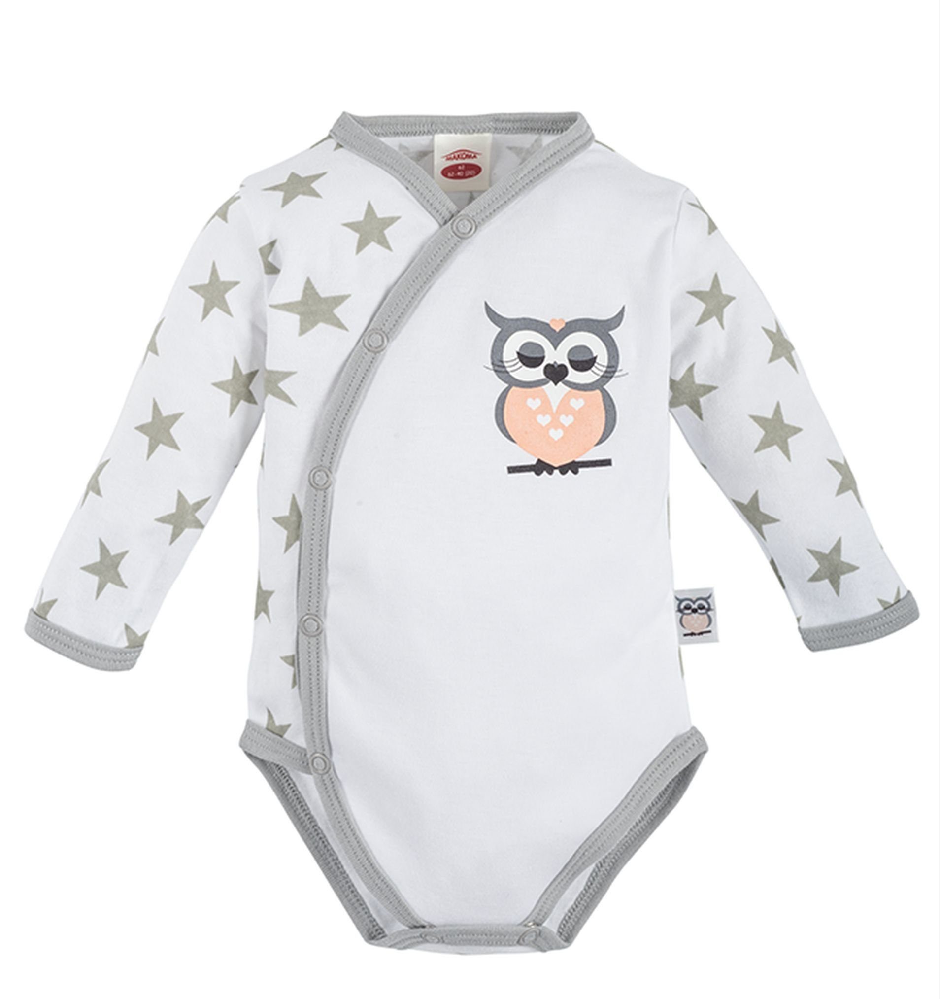 Makoma Body Erstausstattung Baumwolle (Set, Fuß Sterne Wickelbody & Hose Hose Eule 2-tlg) & Mädchen 100% mit Baby