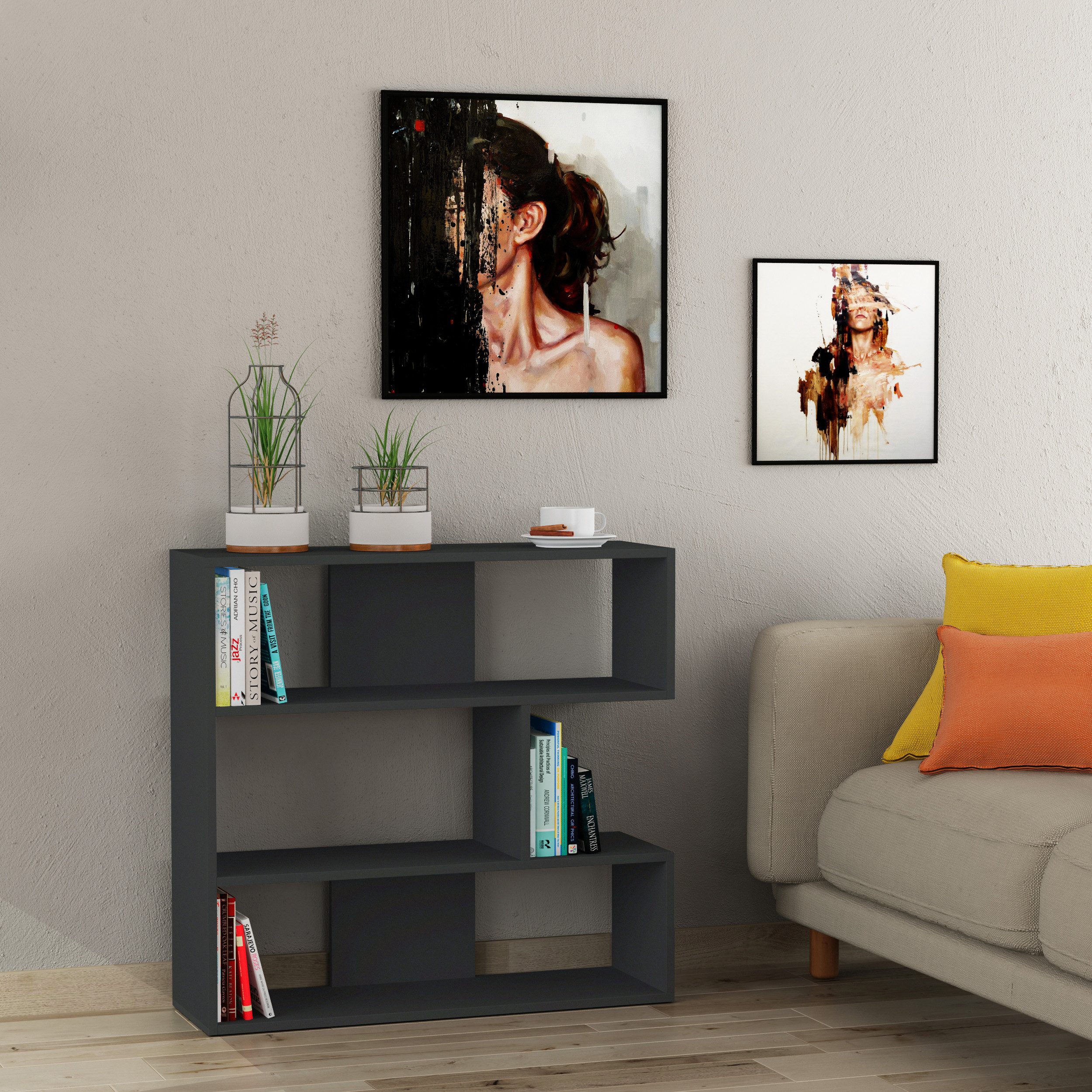 Decortie Bücherregal Molly, Modernes Bücherregal Display Unit Nr.1, 93,6 x 26,6 x 89 cm