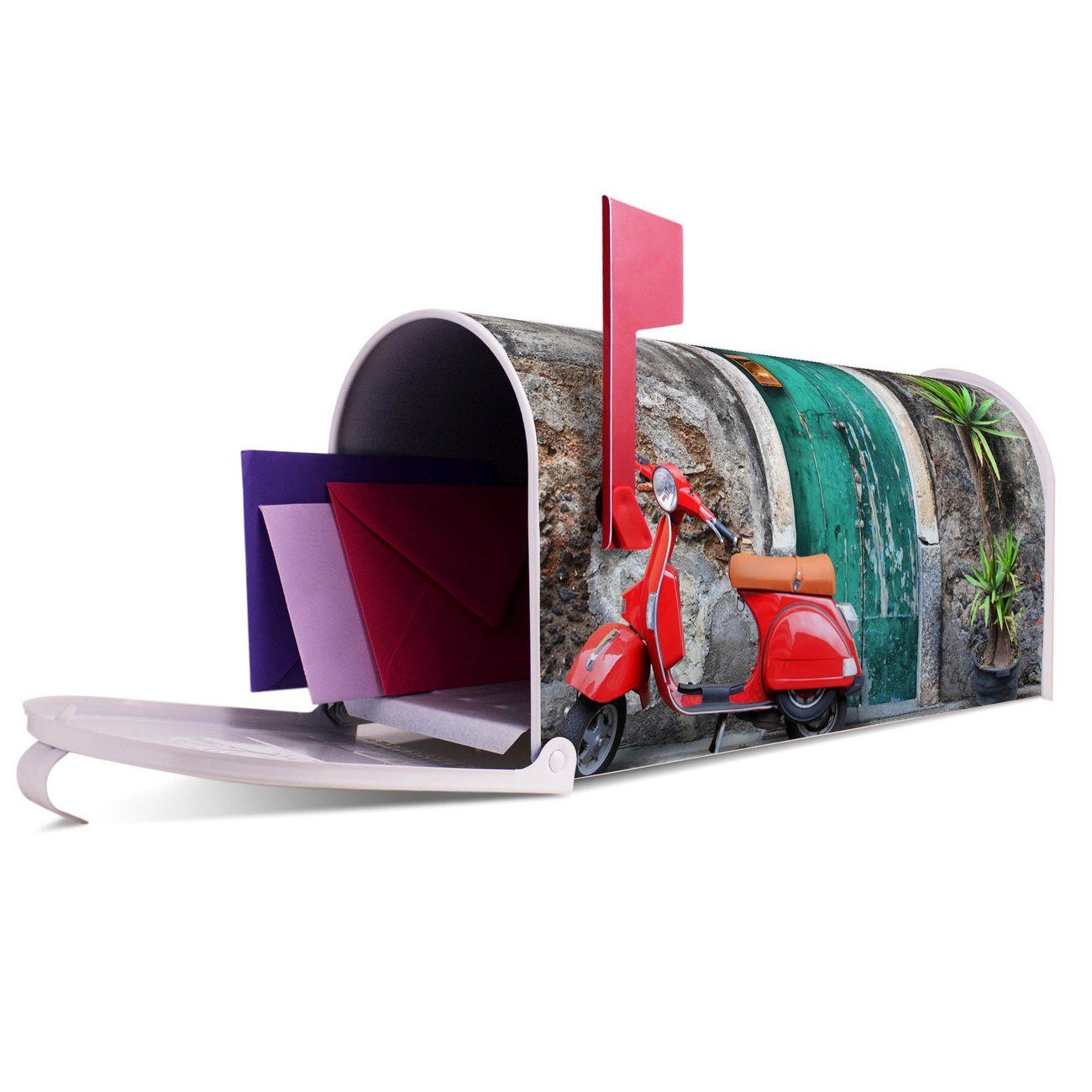 banjado Amerikanischer Briefkasten Mailbox Roller aus Italienischer x USA), cm Mississippi original 17 Briefkasten, x 51 (Amerikanischer 22 weiß