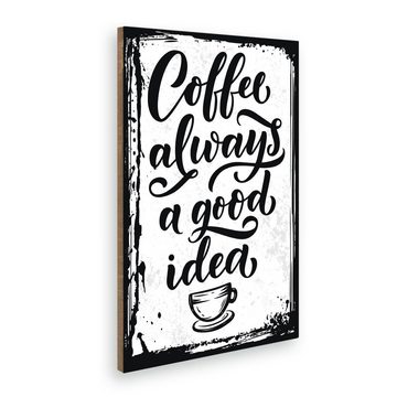 Kreative Feder Holzbild Deko-Bild "Coffee" aus MDF, mit Motiv & Spruch, ideales Geschenk für Freunde & Familie