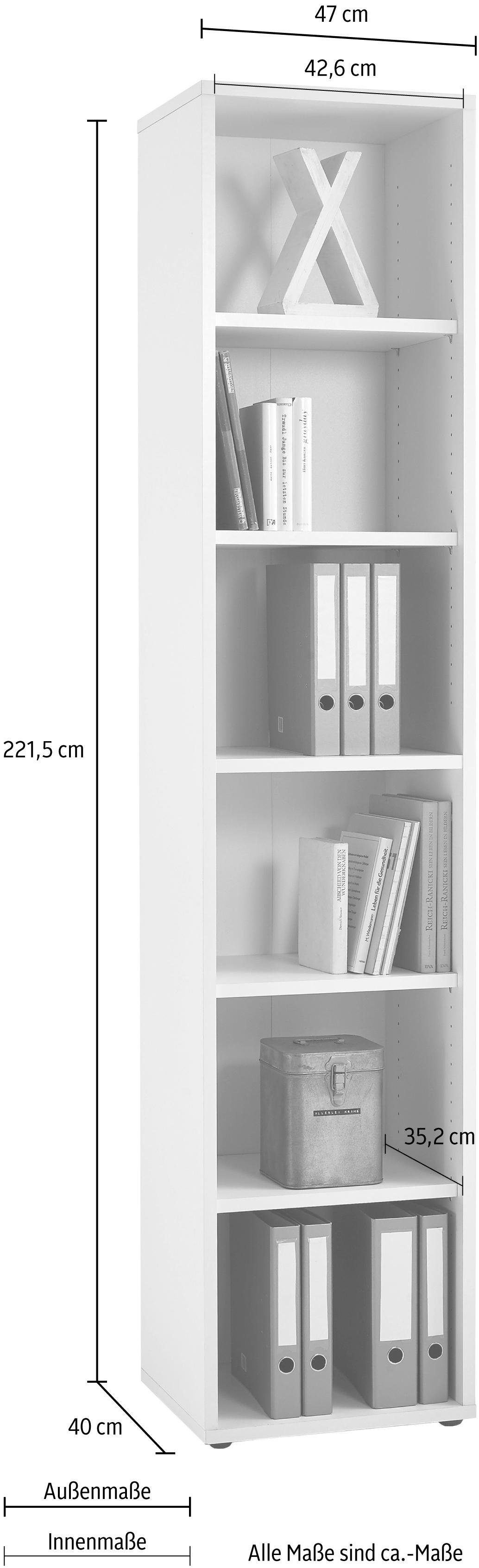 FMD Aktenregal Calvi, in 2 Höhen, viel Staur., verstellb. Böden, erweiterbar, Breite: 47 cm