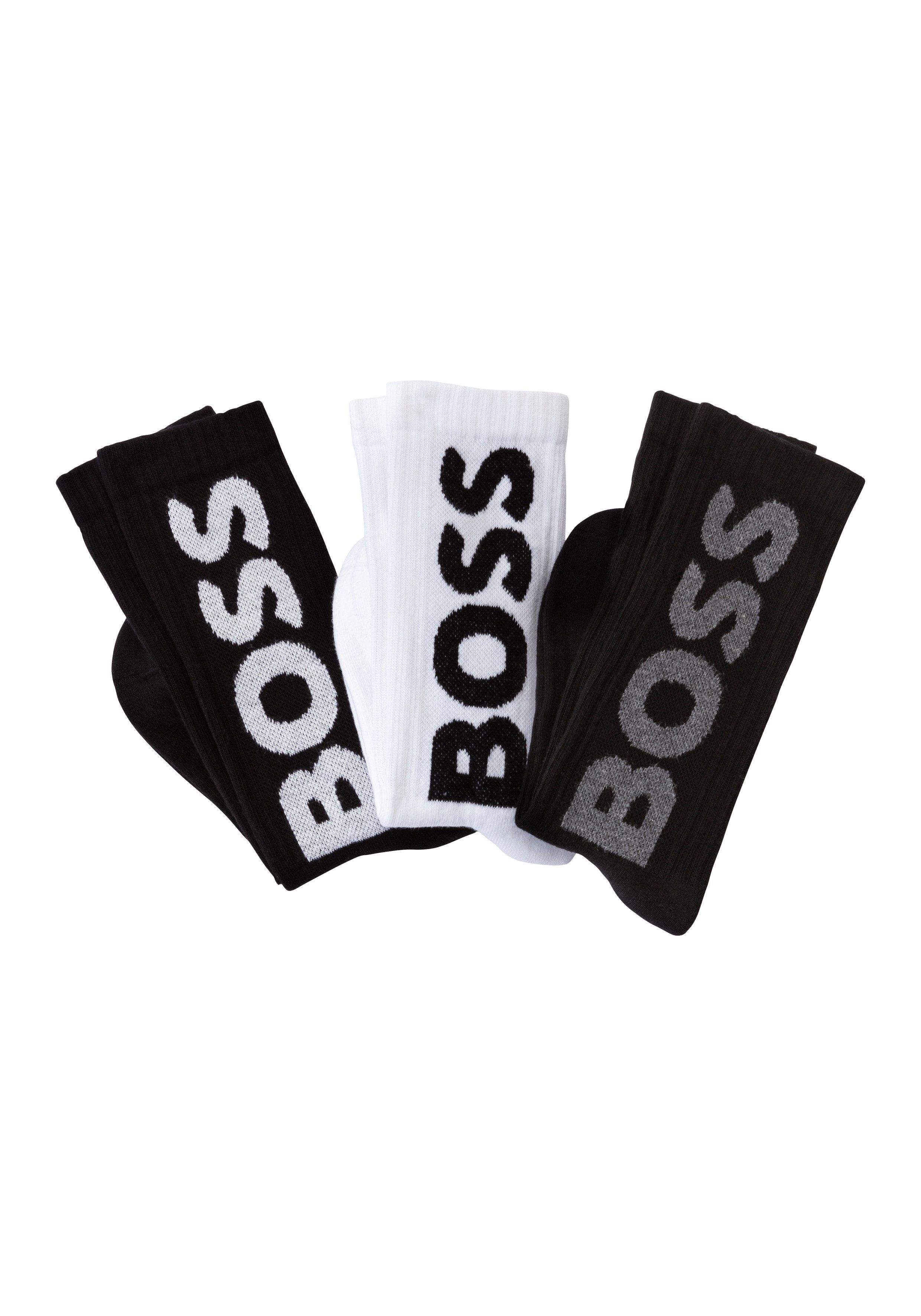 BOSS Socken 3P QS Rib Logo CC mit Logo günstig online kaufen