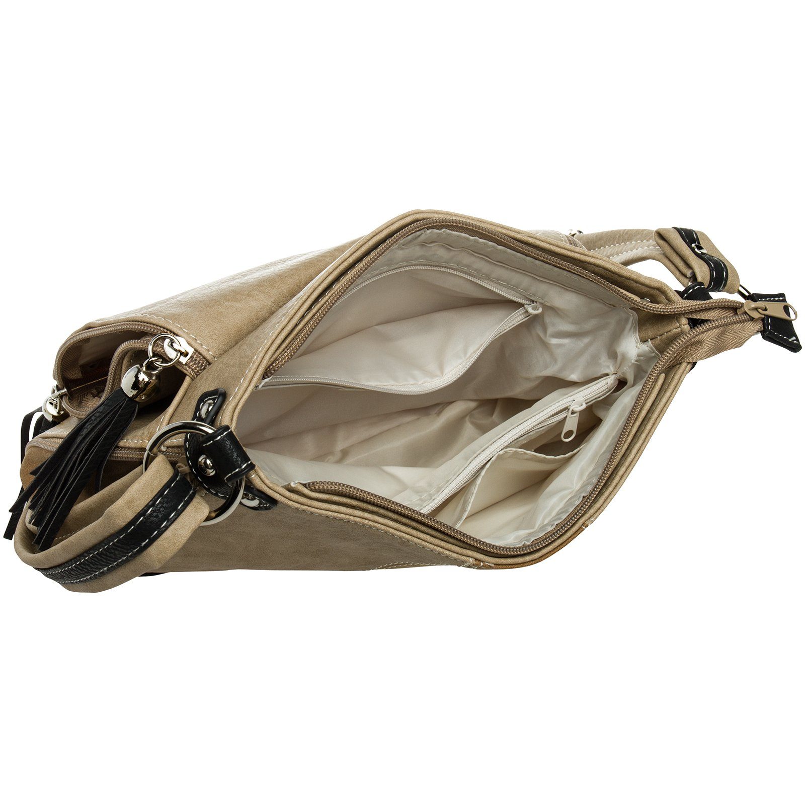 Damen TS1028 #15105 beige Umhängetasche Umhängetasche Caspar schwarz Tasche braun Umhängetasche - Modelle diverse Rucksack Handtasche