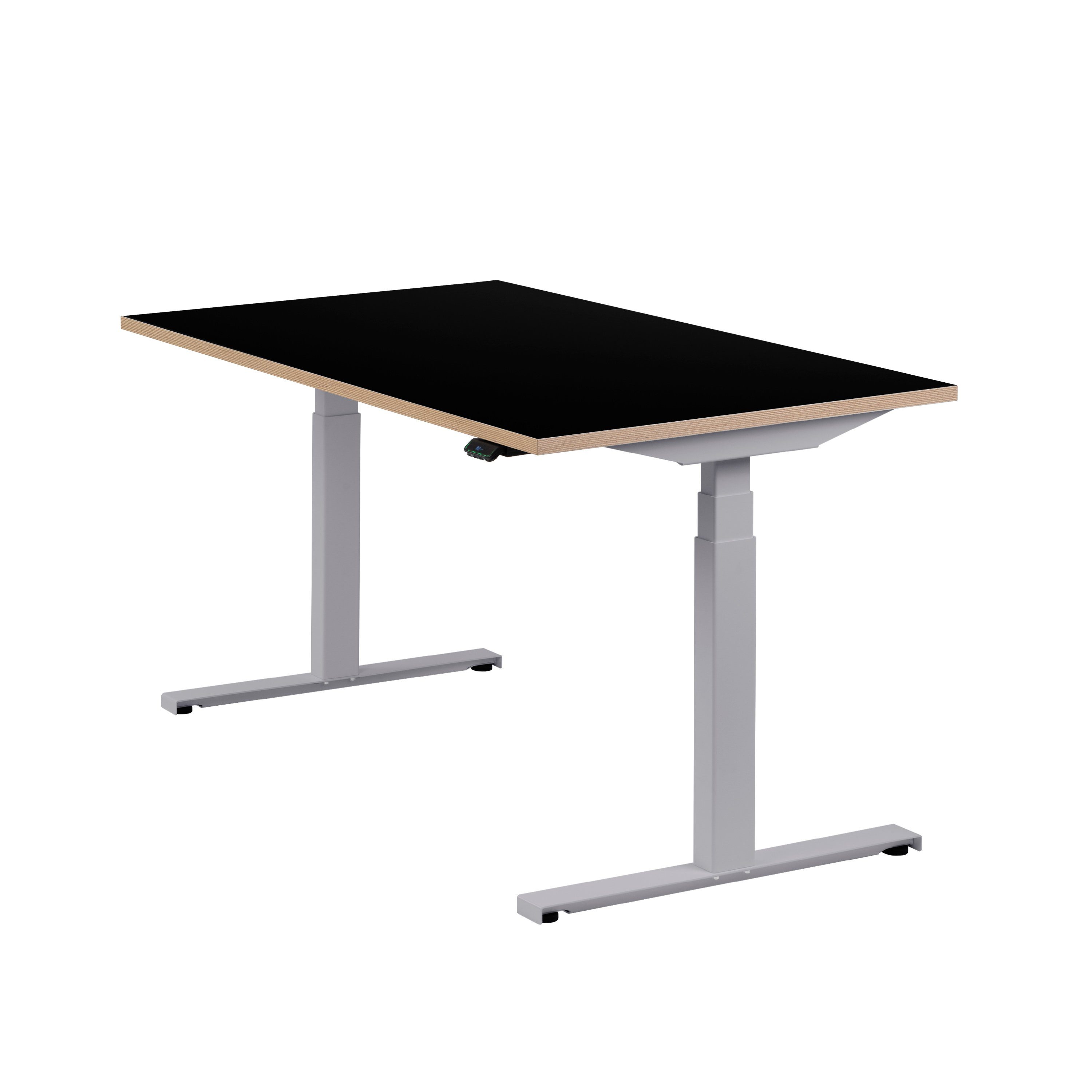 boho office® Schreibtisch Easydesk, Silber elektrisch höhenverstellbar Tischplatte Schwarz 140 x 80 cm Silber | Schwarz