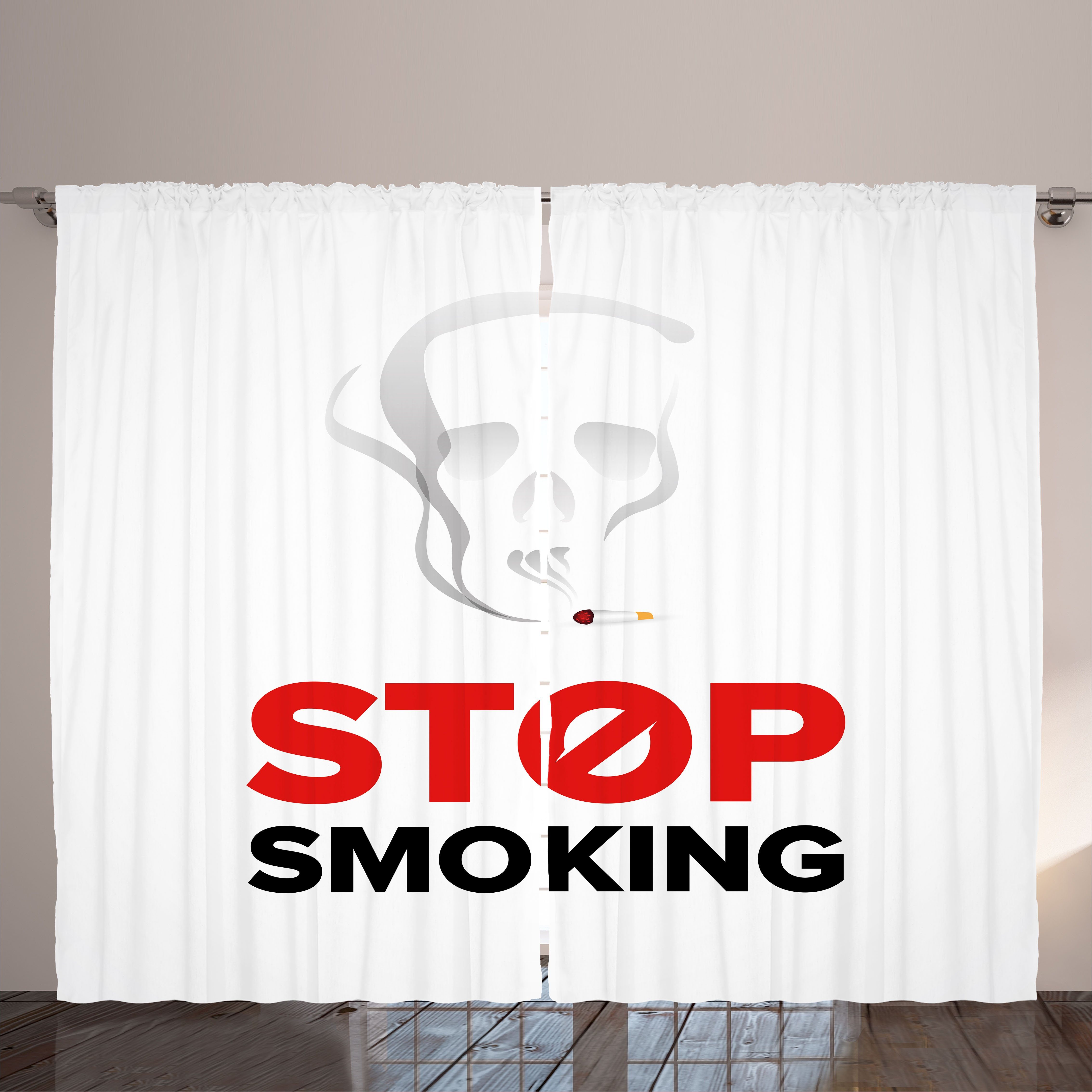 Gardine Schlafzimmer Kräuselband Vorhang mit Schlaufen und Haken, Abakuhaus, Schädel-Rauchen Zigarettenrauch Bild