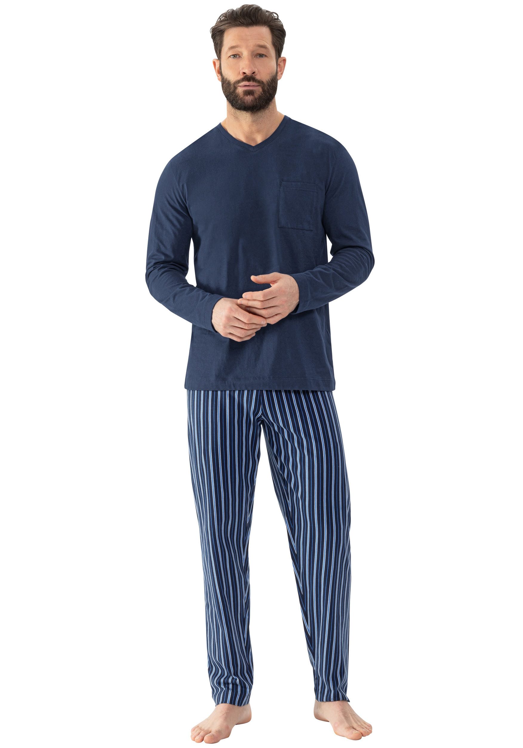 Mey Schlafanzug Straight (2 tlg) Langarm-Shirt mit Brusttasche günstig online kaufen