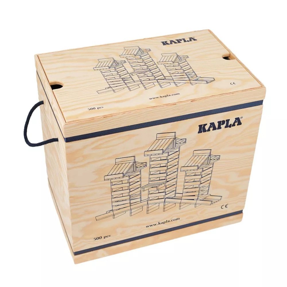 KAPLA® 500er Kiste Bausteine Holzbox, Pinienholz, Konstruktionsspiel Spielbausteine, (500 St)