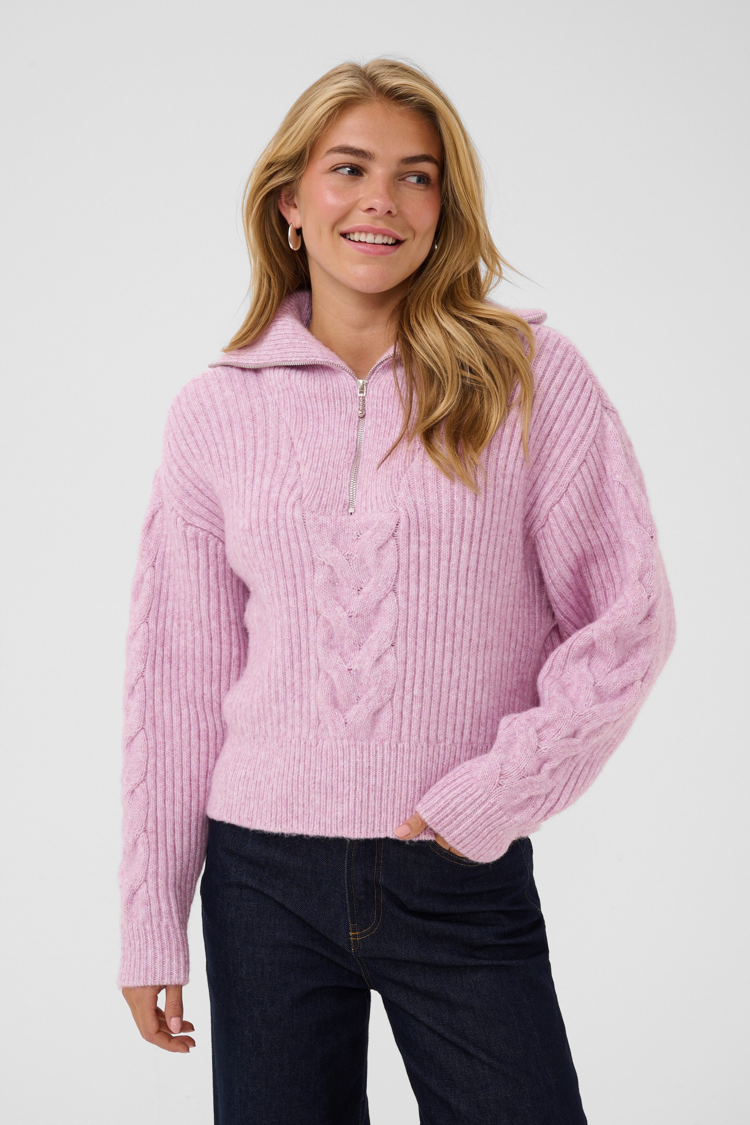 Saint Tropez Troyer TalmaSZ Pullover Materialmix, Regular fit, Zopfstrickmuster