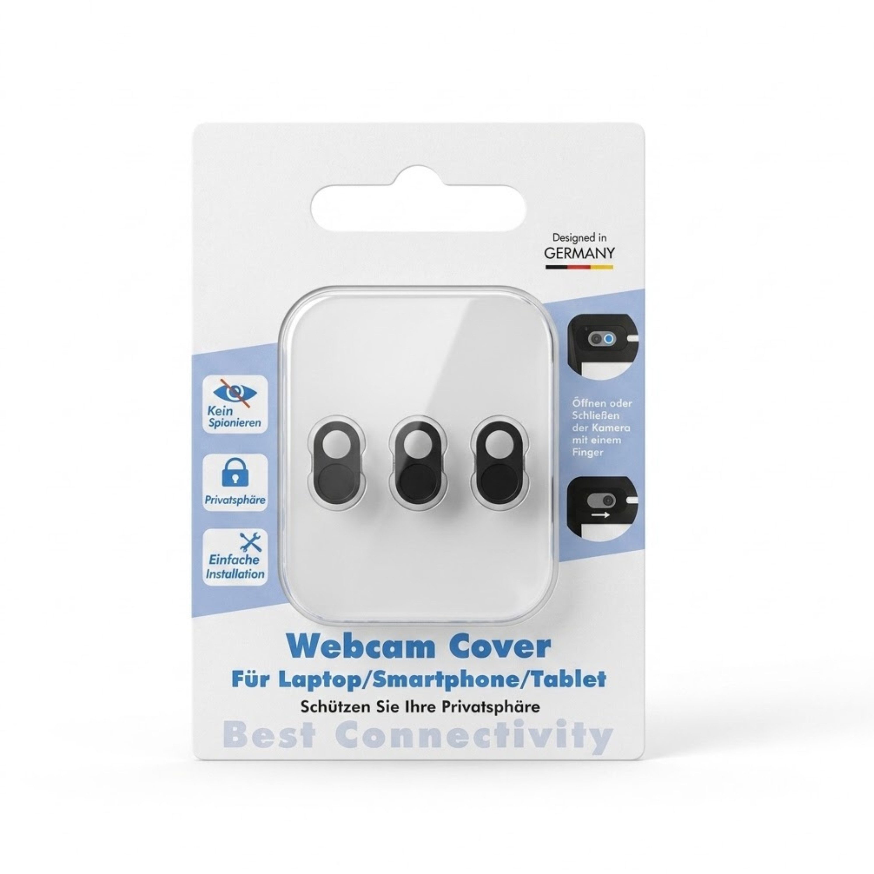 StellarLuma Sichtschutzbefestigung Kamera Webcam Abdeckung Kameraabdeckung Laptop Smartphone 3erSet, Laptop, Notebook, Tablet, Smartphone, Handys, (StellarLuma CamProtect, 1-tlg., Webcam Kamera Abdeckung im 3er Set), Maximaler Sichtschutz durch ultradünne Webcam-Abdeckung mit Slider