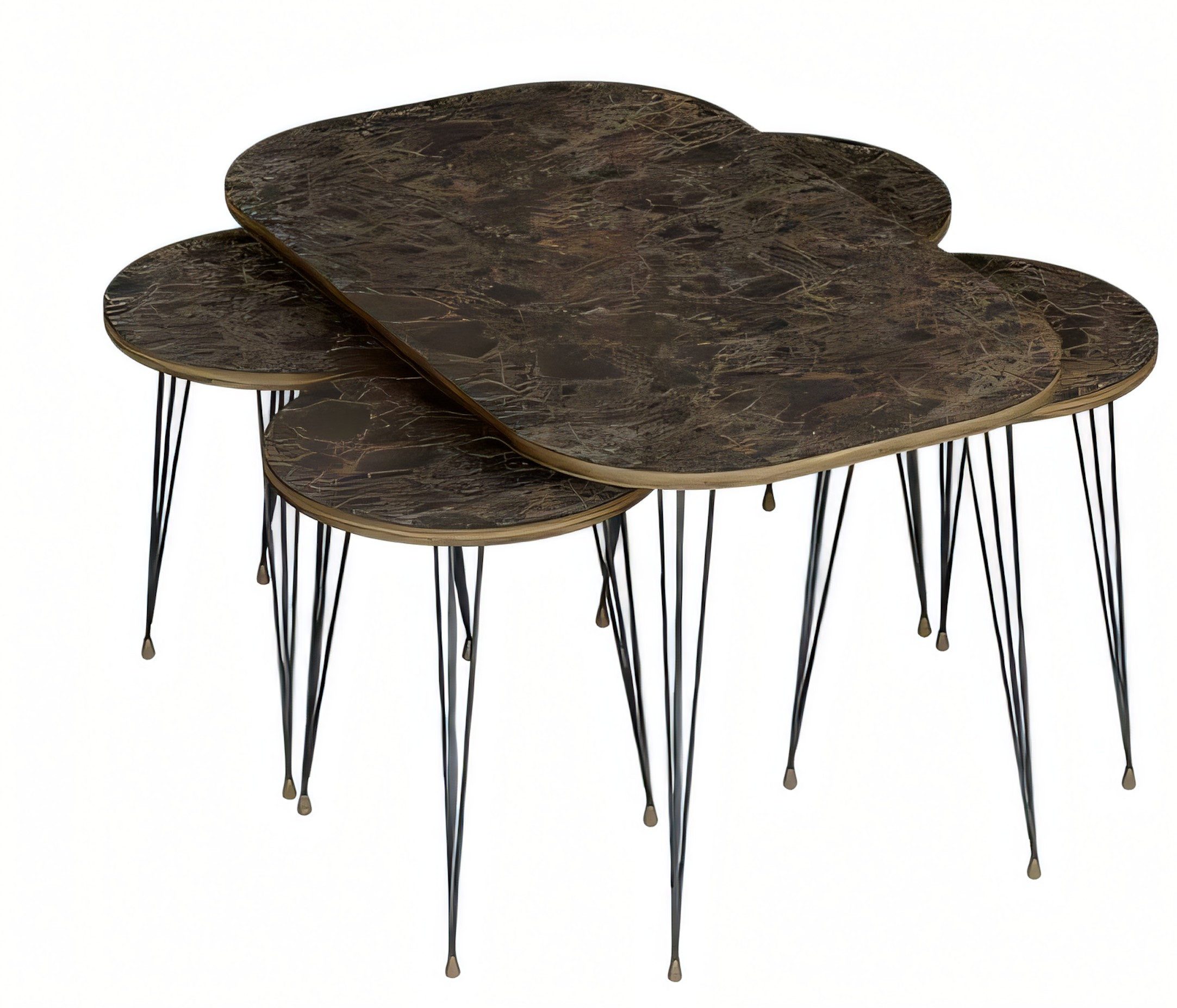 Xlmoebel Couchtisch Moderner brauner Holz-Couchtisch mit praktischen Beistelltischen (Couchtisch mit 4 Beistelltischen, 5-St., Couchtisch, 4x Beistelltische), Made in Europa
