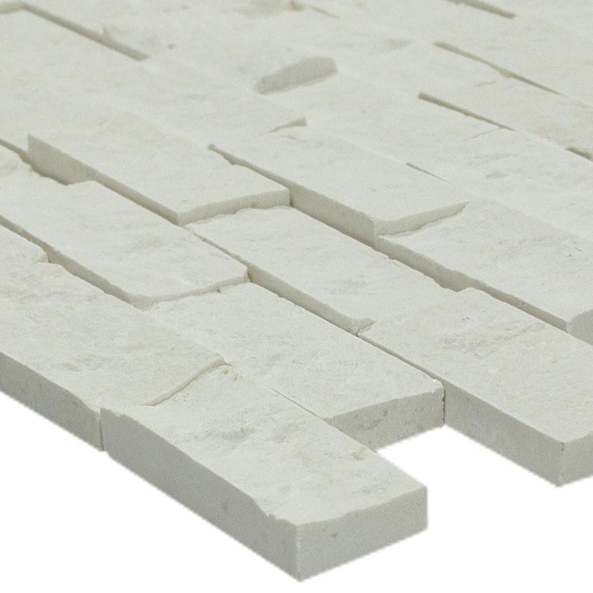 Mosafil Mosaikfliesen Mosaikfliese Naturstein Medina Weiss, Naturstein 30.500x29.000, weiß, Verlegefertig auf ein Netz geklebt