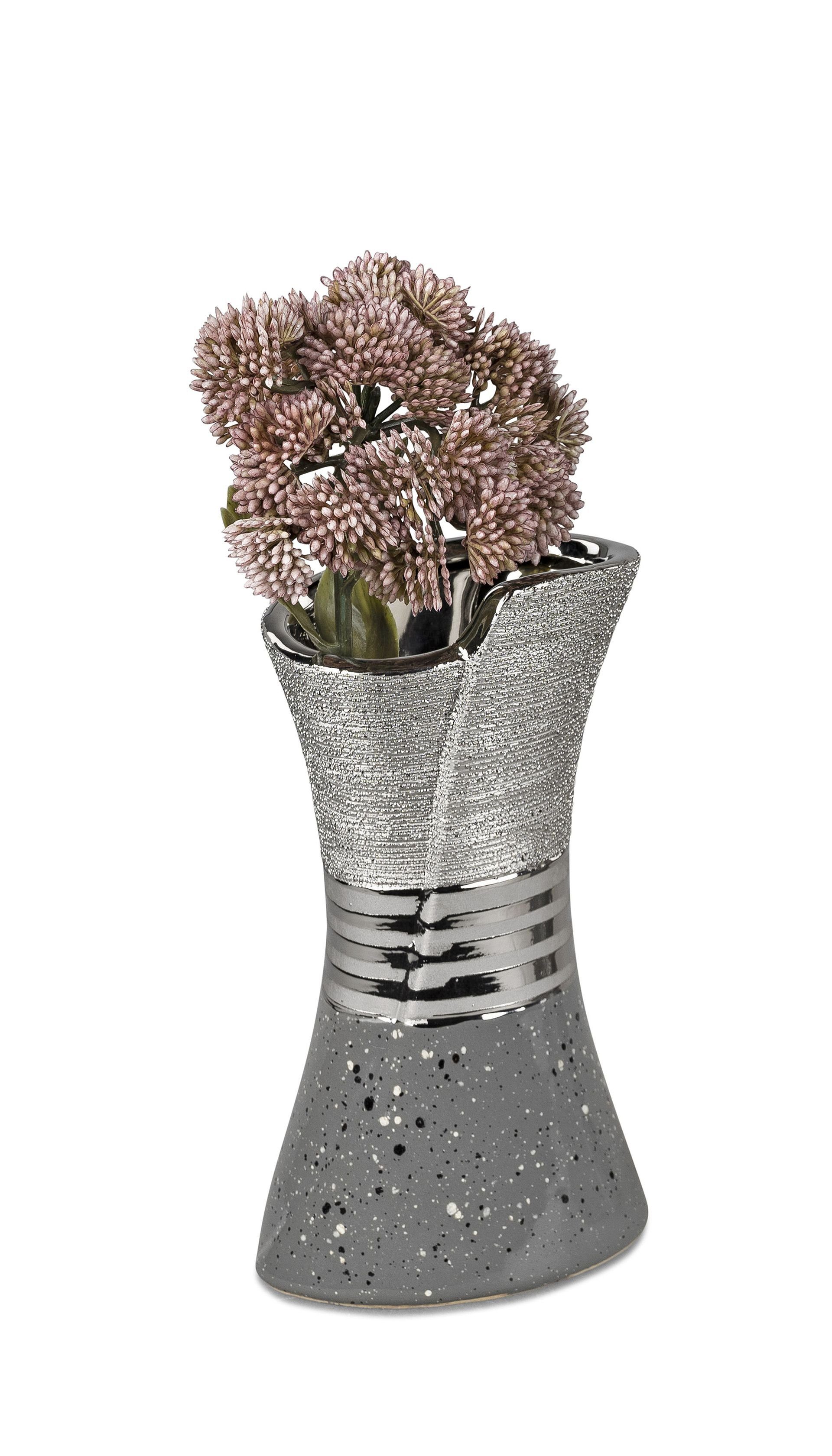 Small-Preis Dekovase Formano Vase Tischvase in silber - grau verschiedene Modelle, aus Keramik untere Hälfte ist glasiert