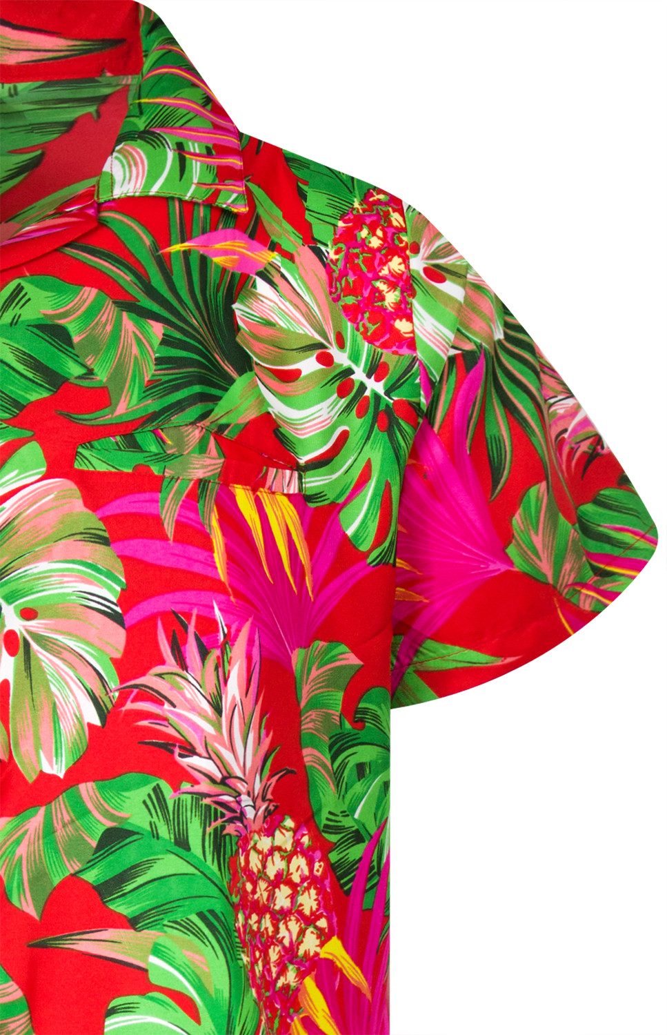 King Kameha Hawaiihemd Pineapple Leaves Funky Hawaii-Hemd Kurzarm Front-Tasche Unisex