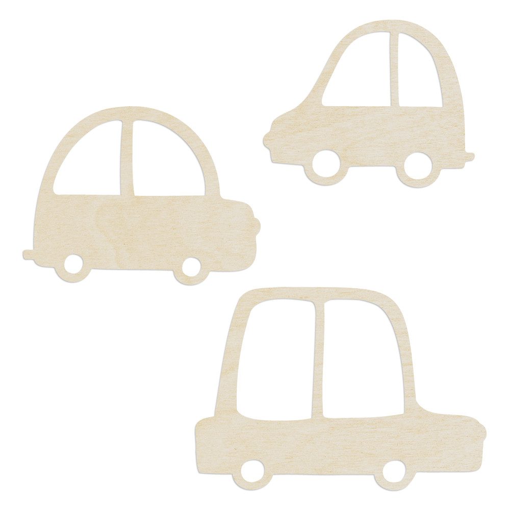 WANDStyle Wanddekoobjekt "Autos" aus Holz (3 St), Pappel