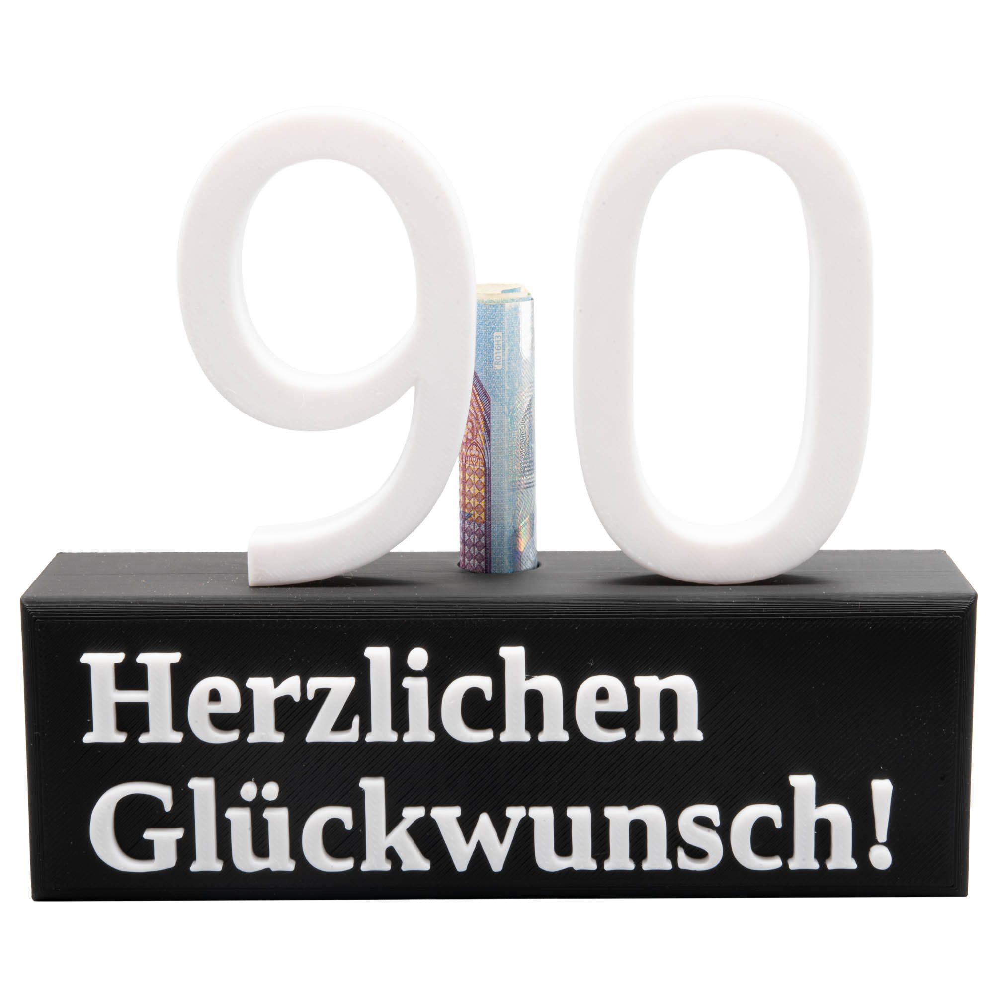TSB Werk Geschenkbox 90. Geburtstag Geschenk Jubiläum 90 Hochzeit, Geschenkidee, Zahlenständer, Neunzig