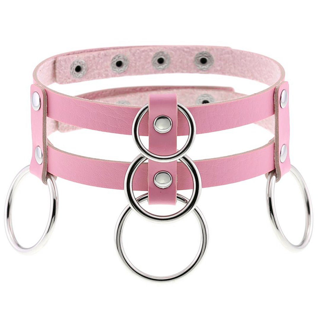Erotik-Halsband Halsband Sandritas - rosa mit O-Ringen